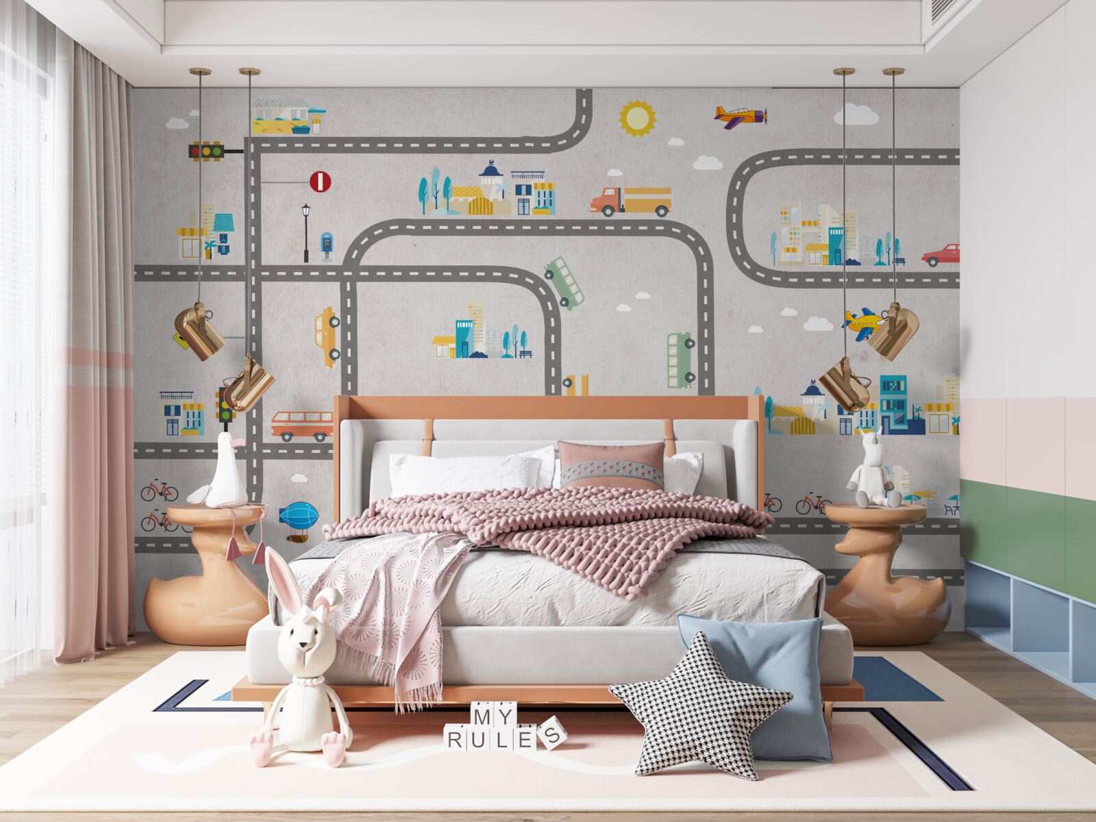 Fotobehang stedelijke wegen voor kinderen