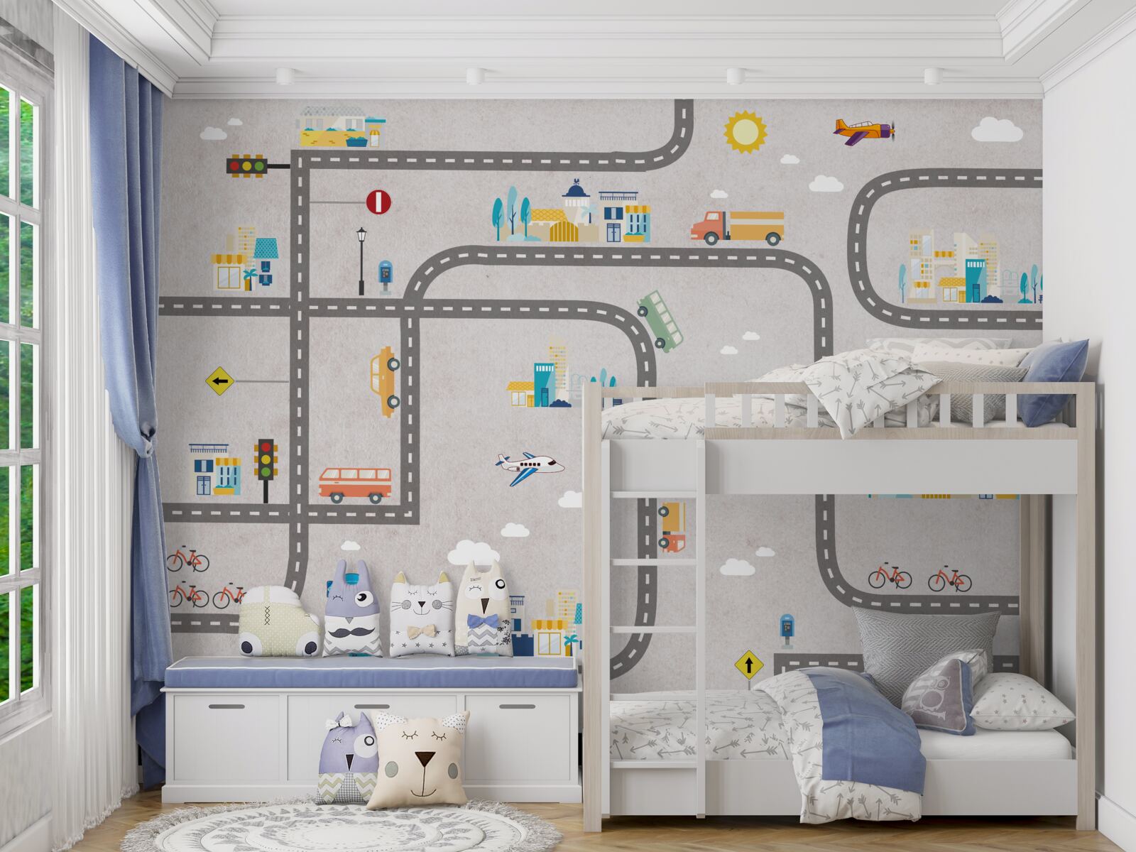 Fotobehang stedelijke wegen voor kinderen