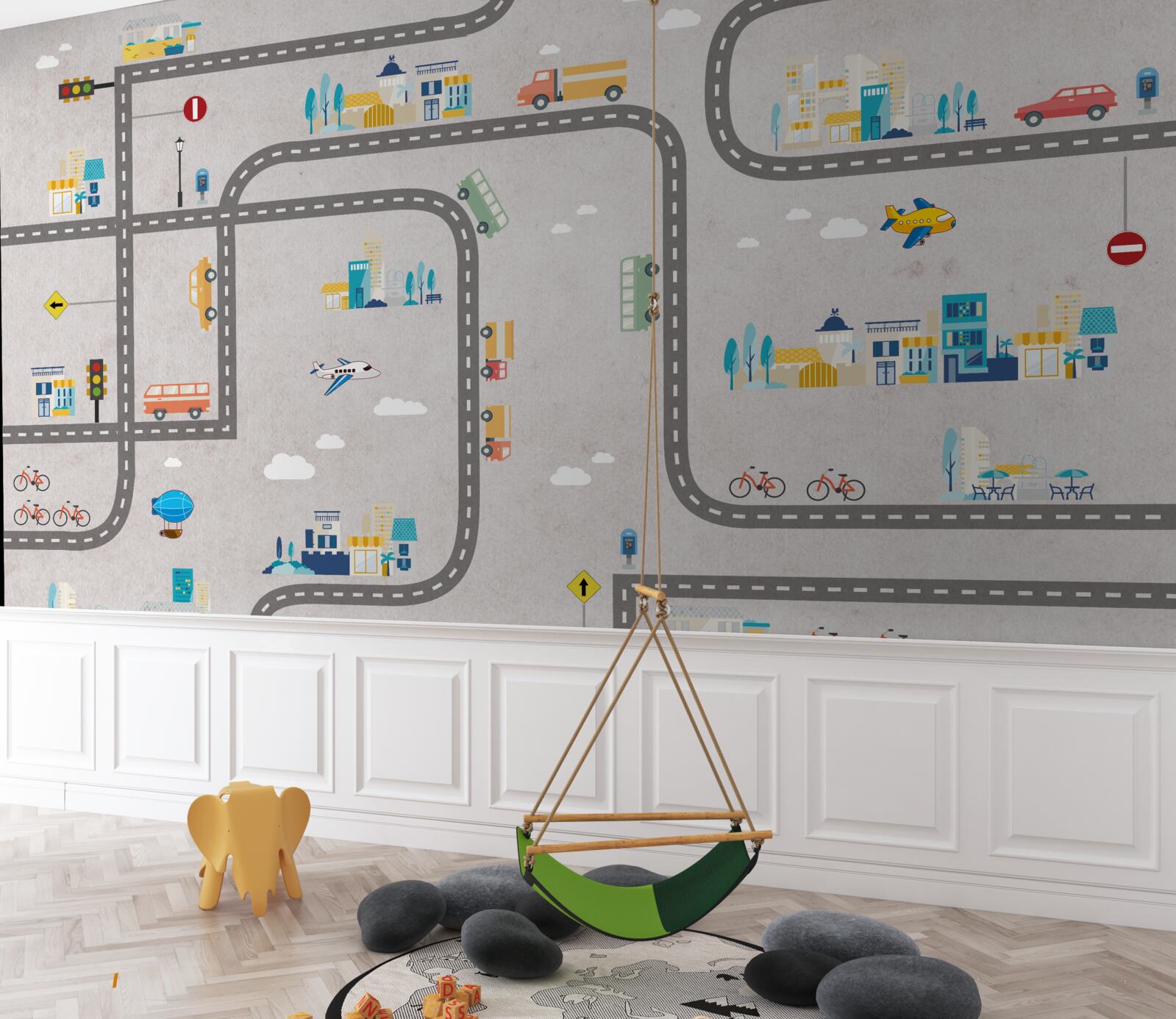 Fotobehang stedelijke wegen voor kinderen