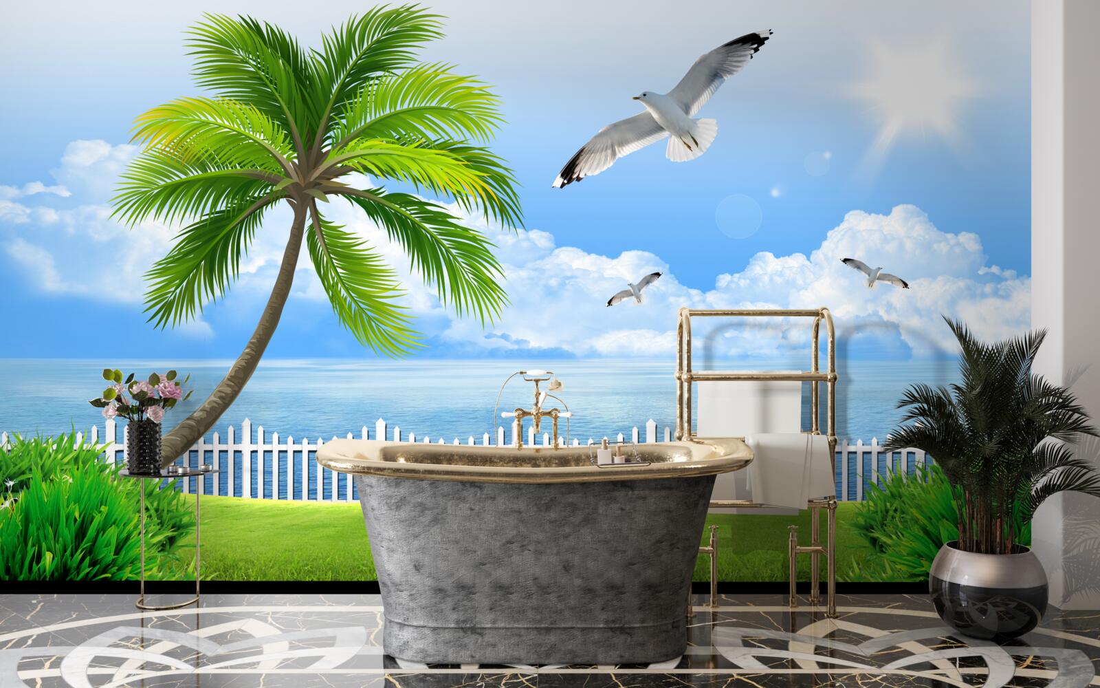 Fotobehang zonnige dag aan de kust