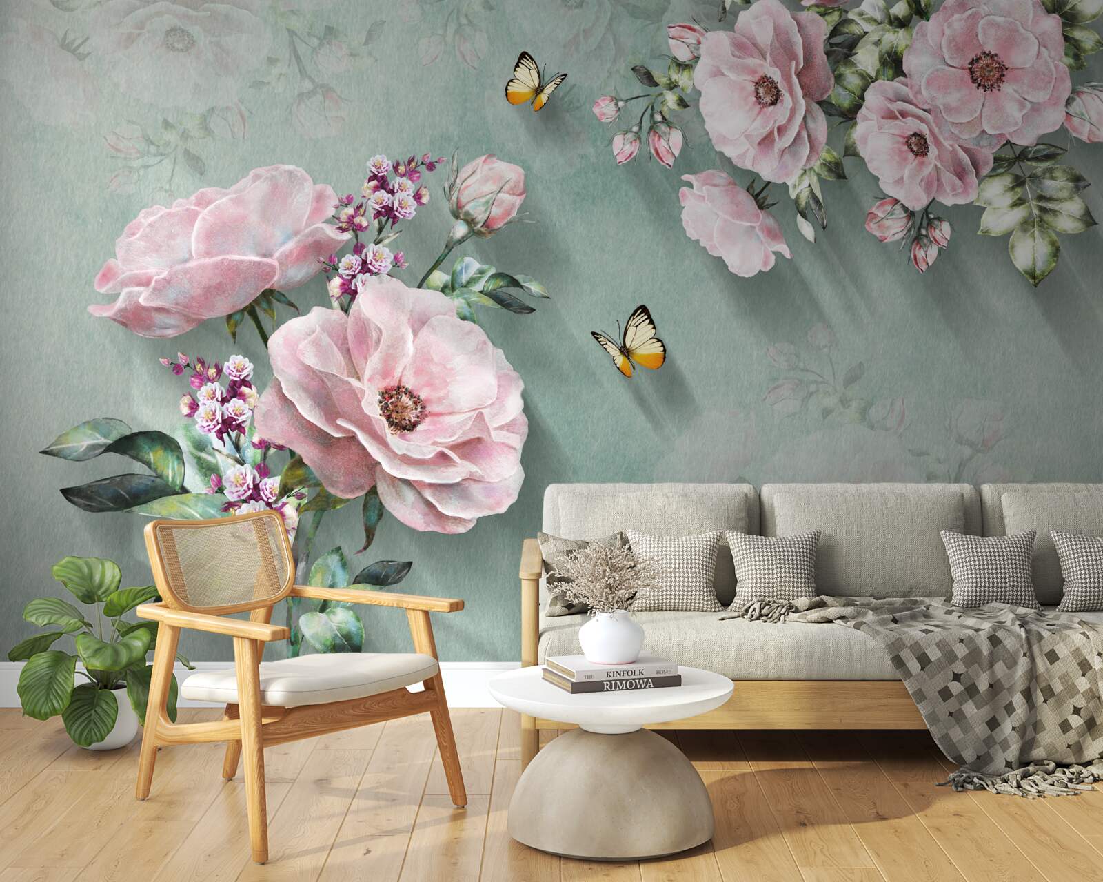 Fotobehang takken met prachtige bloemen