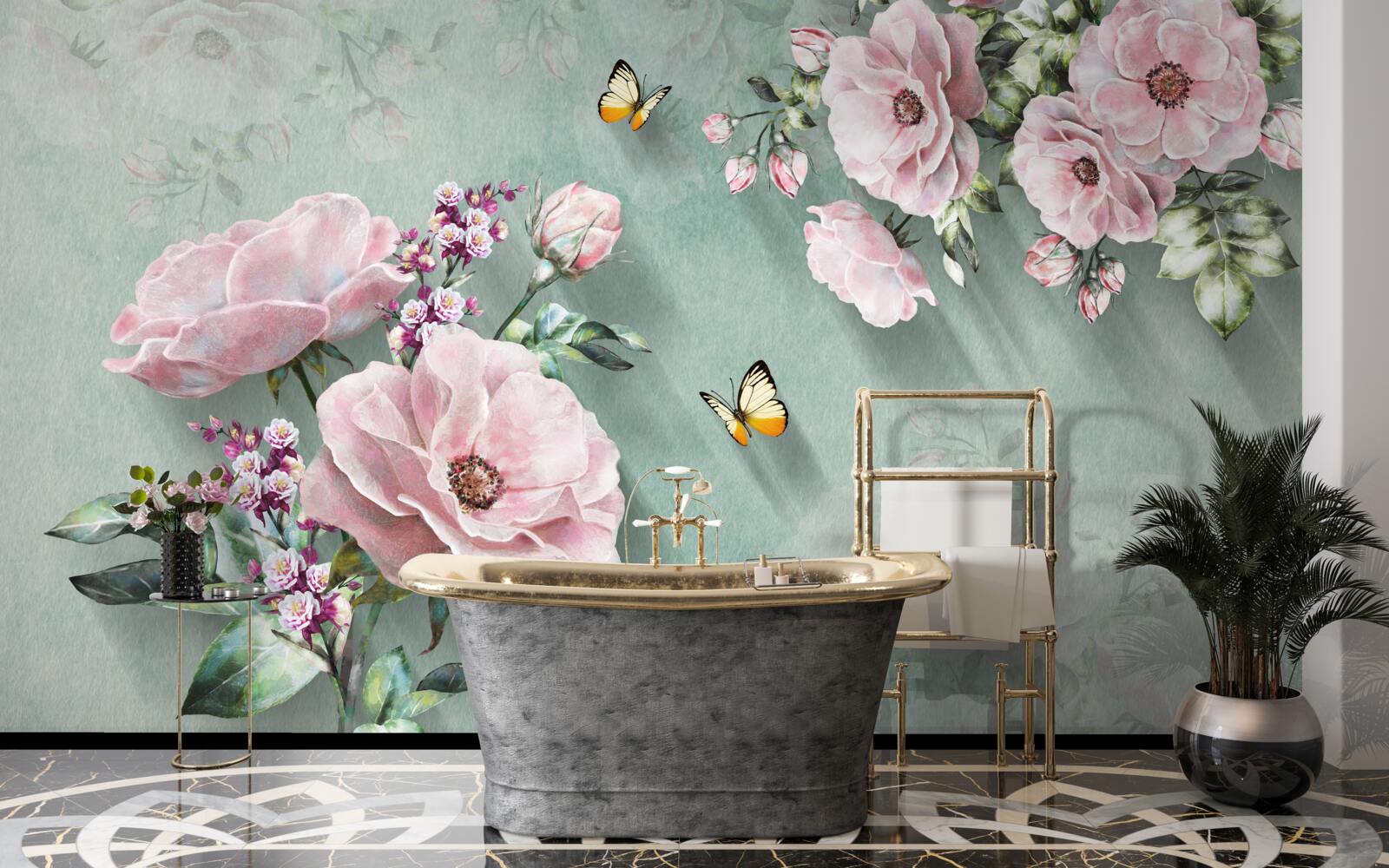 Fotobehang takken met prachtige bloemen