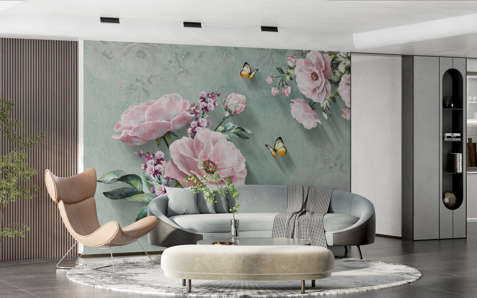 Fotobehang takken met prachtige bloemen