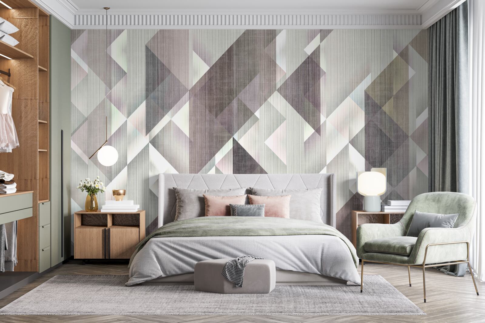 Fotobehang verticaal gerangschikte geometrische vormen