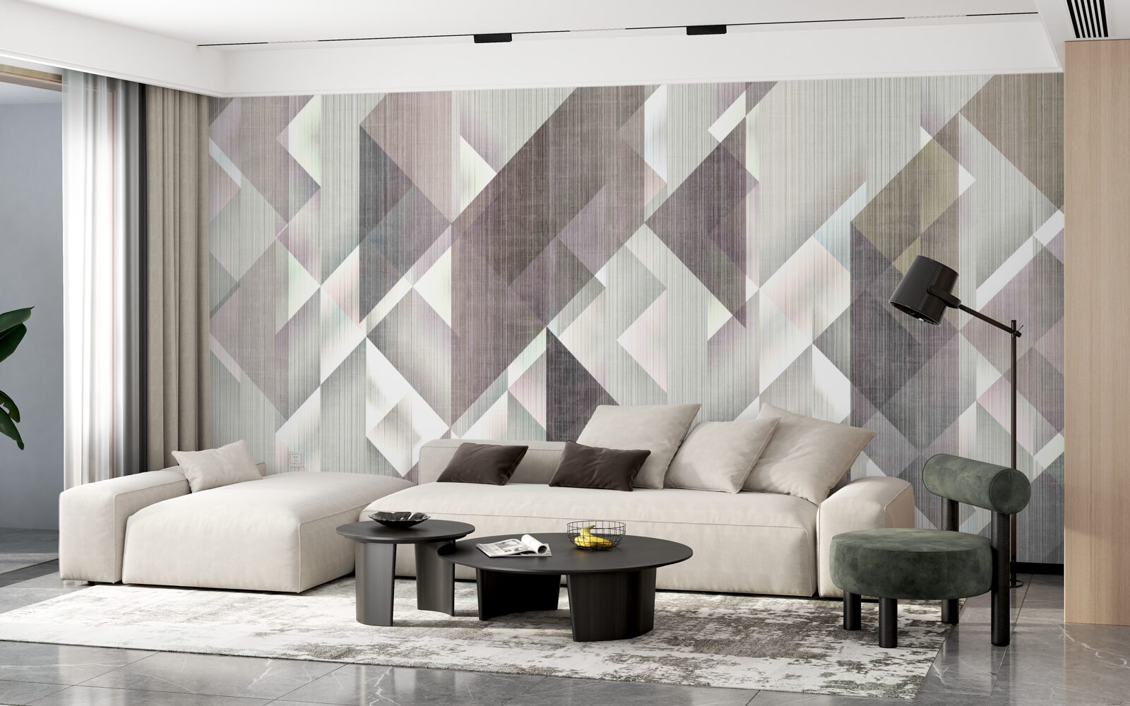 Fotobehang verticaal gerangschikte geometrische vormen