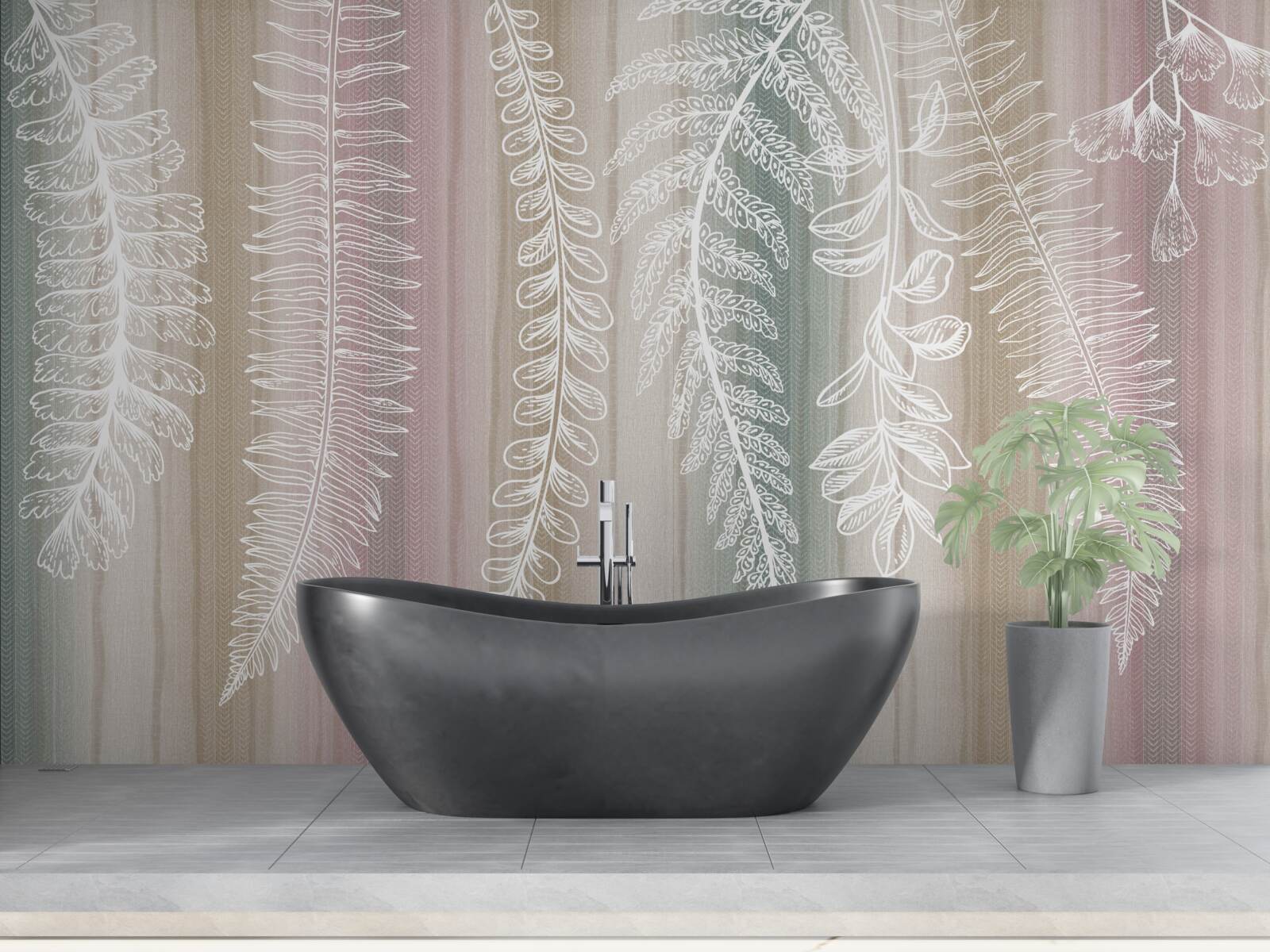 Fotobehang de bladeren zijn wit met een abstract patroon