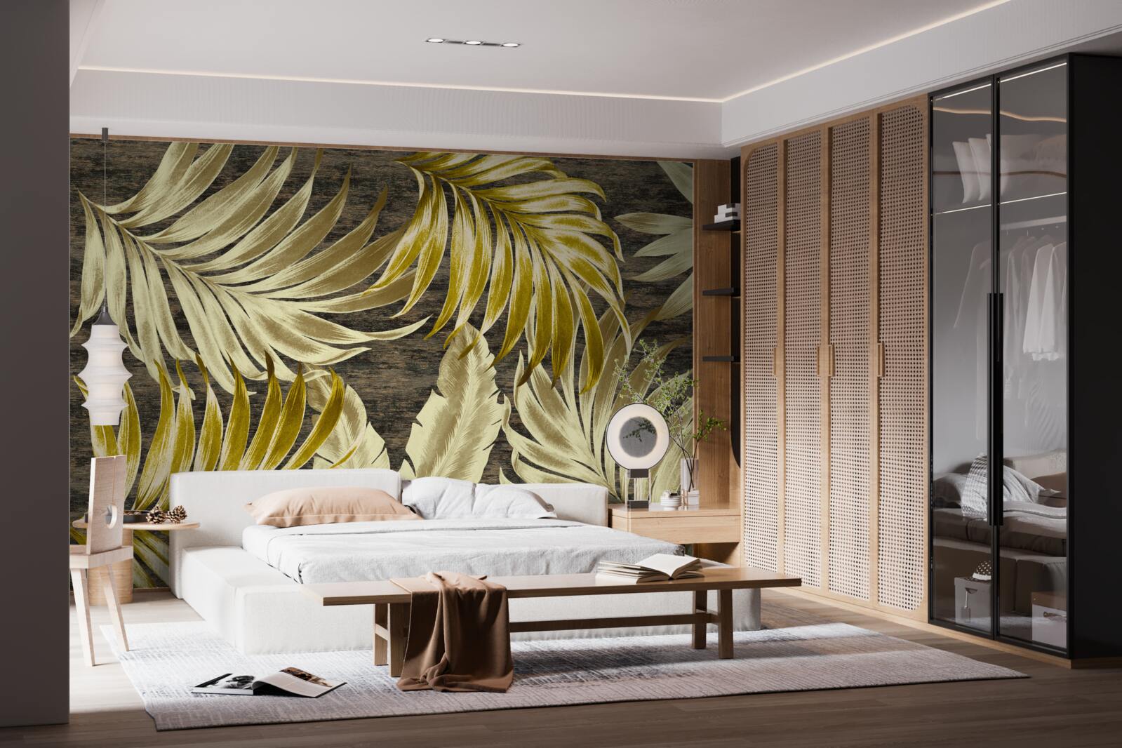 Fotobehang tropische boombladeren