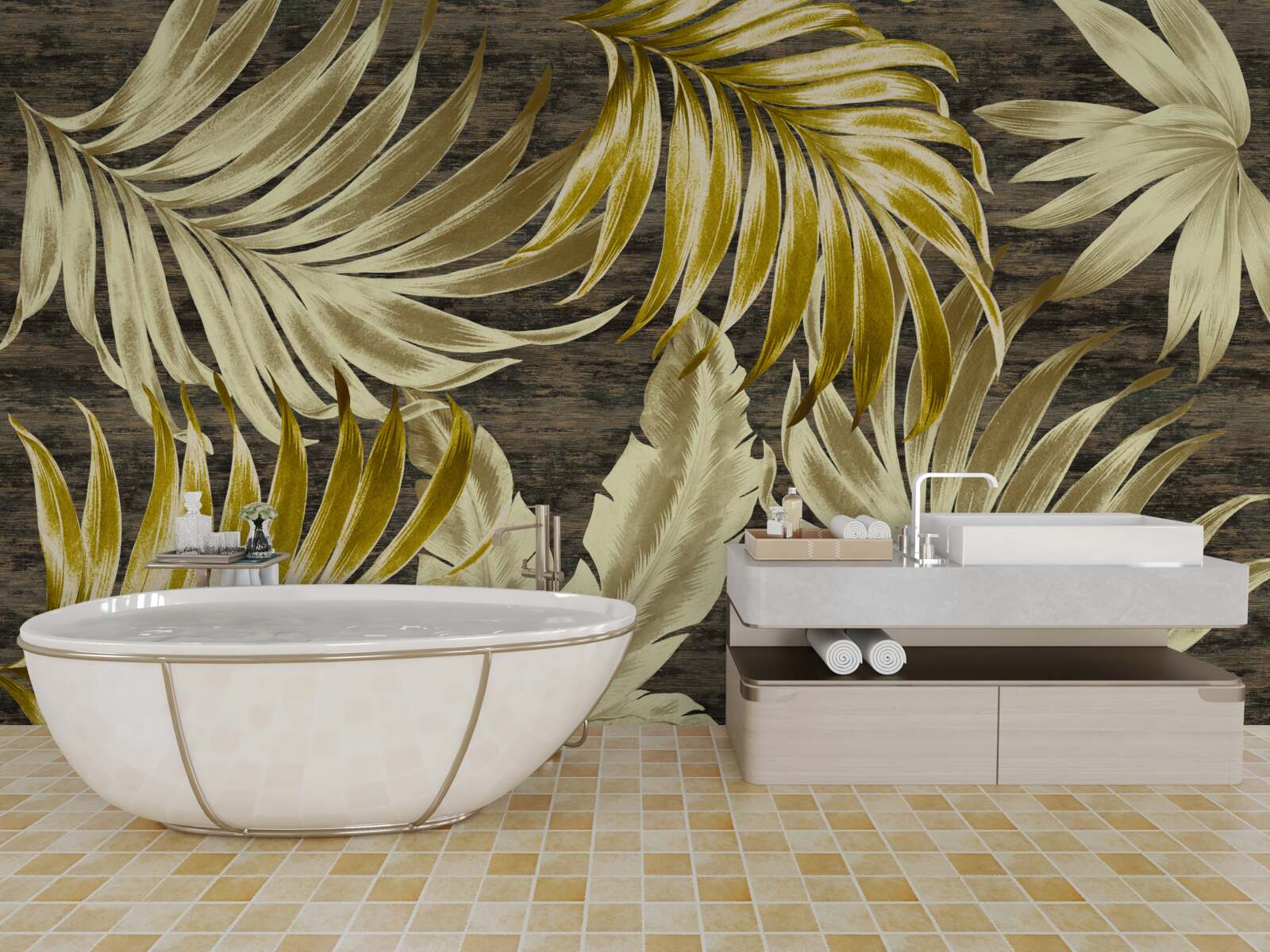 Fotobehang tropische boombladeren