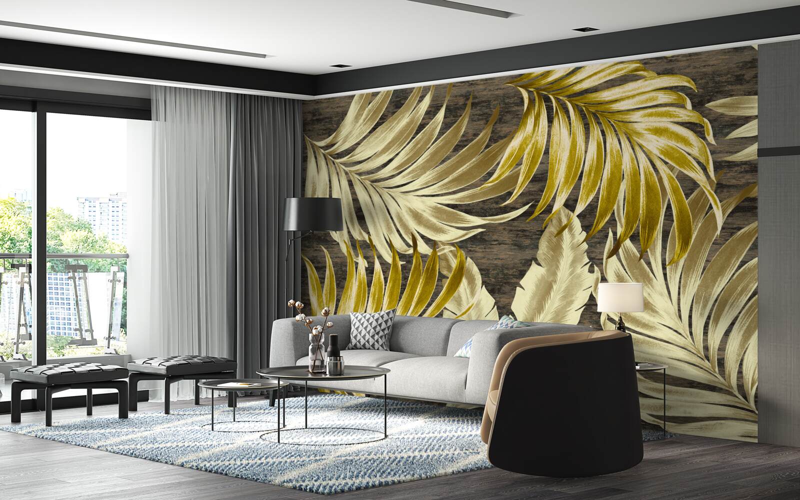 Fotobehang tropische boombladeren