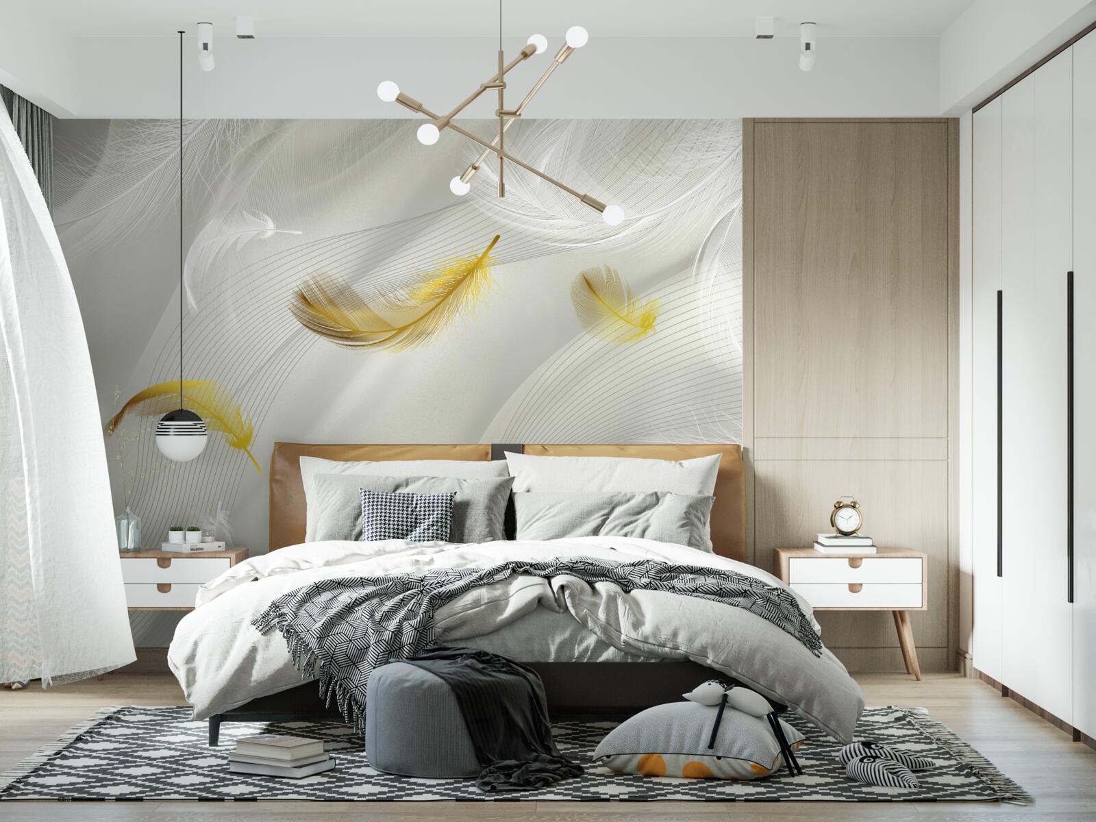 Fotobehang gouden vleugels in de vlucht