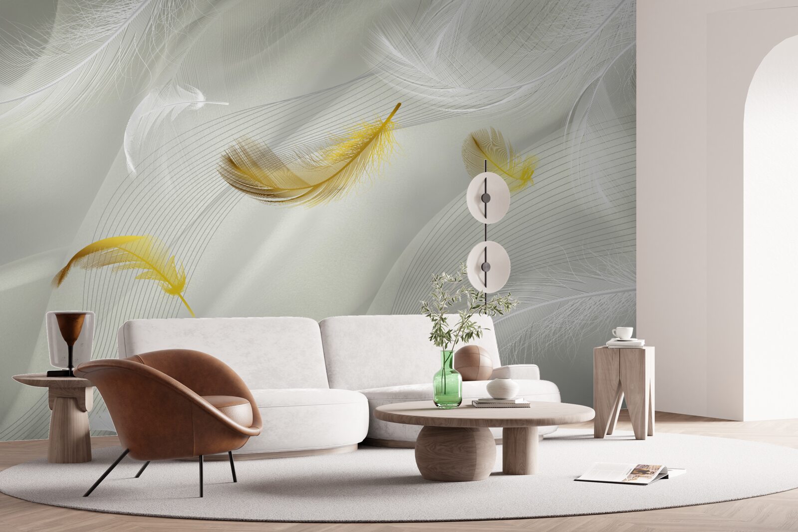 Fotobehang gouden vleugels in de vlucht