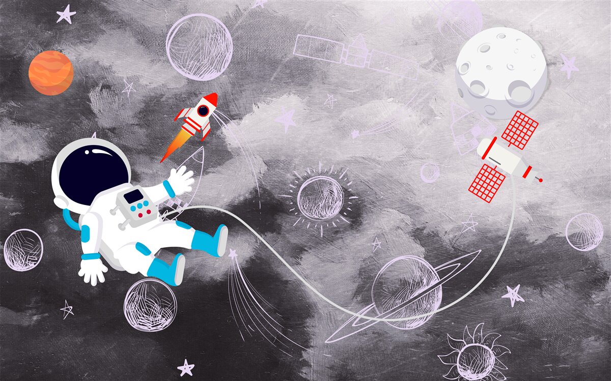 Fotobehang astronaut in luchtledige ruimte