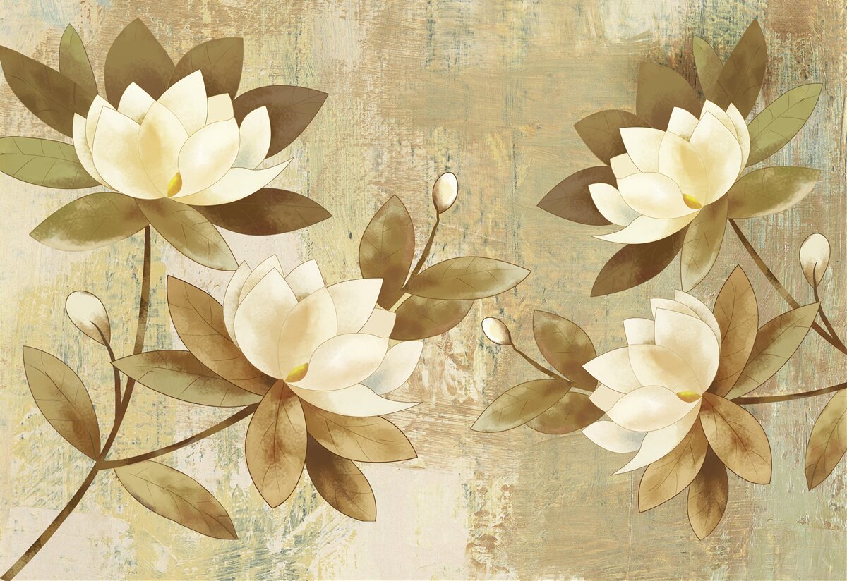 Fotobehang aquarel lotus schilderij