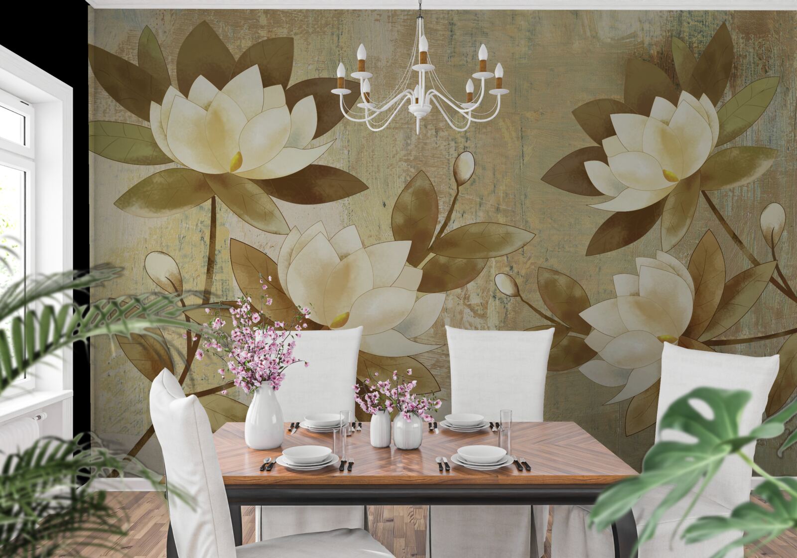 Fotobehang aquarel lotus schilderij