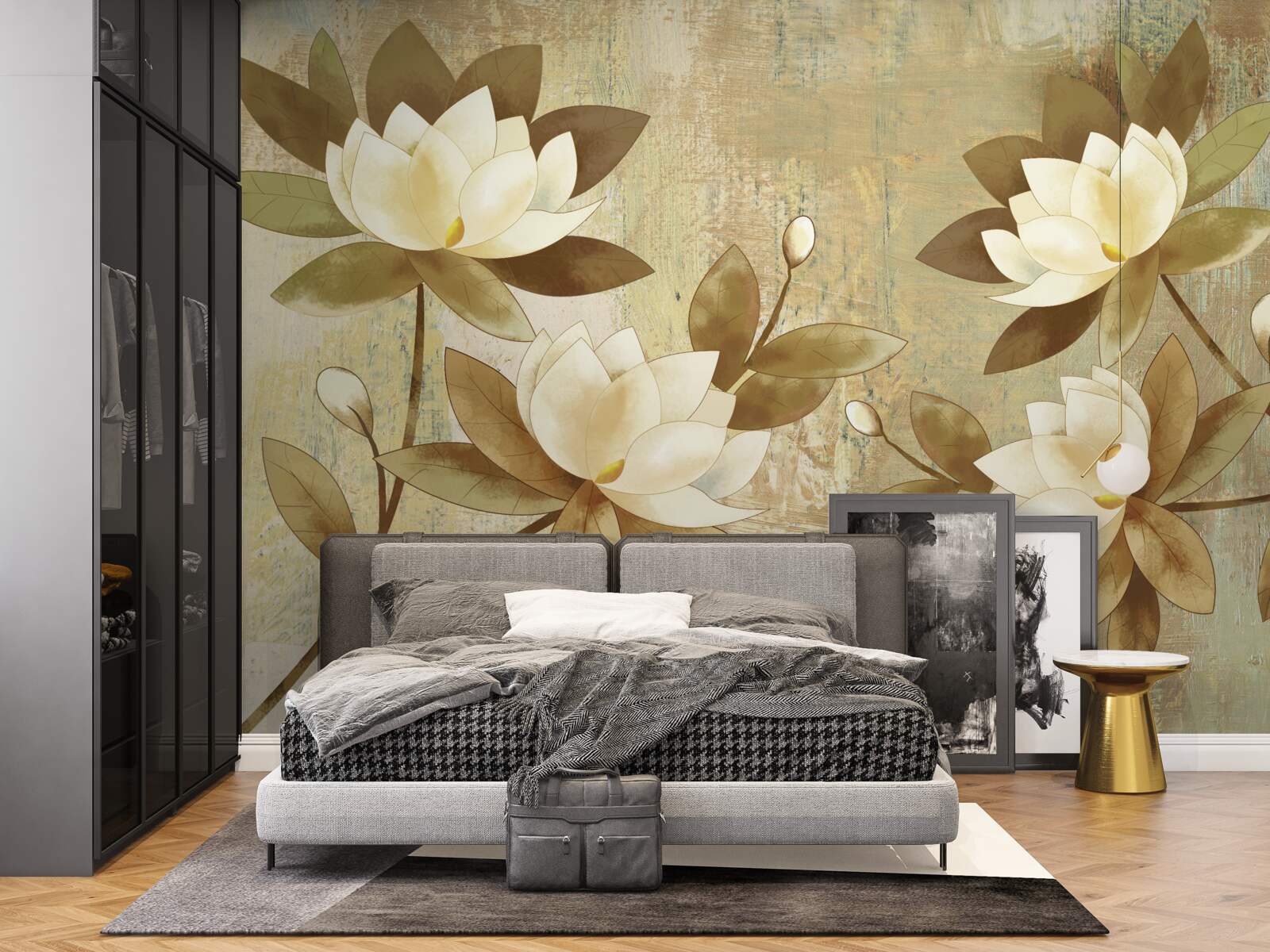 Fotobehang aquarel lotus schilderij