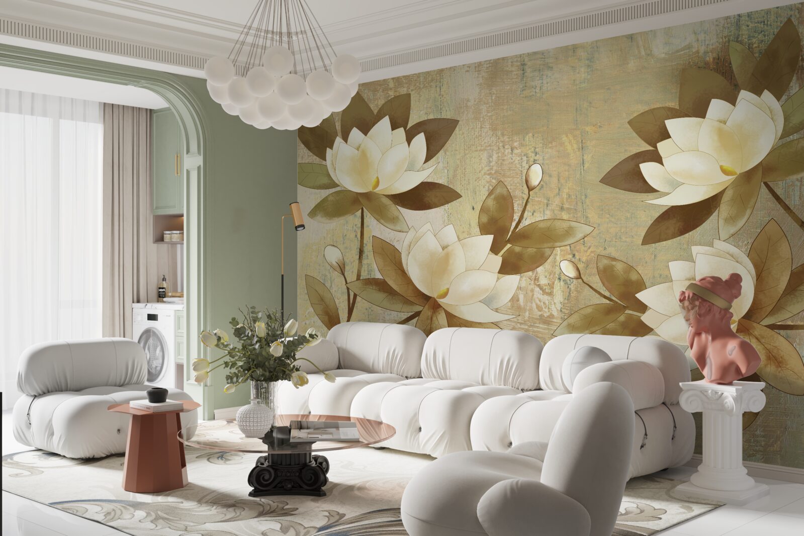 Fotobehang aquarel lotus schilderij