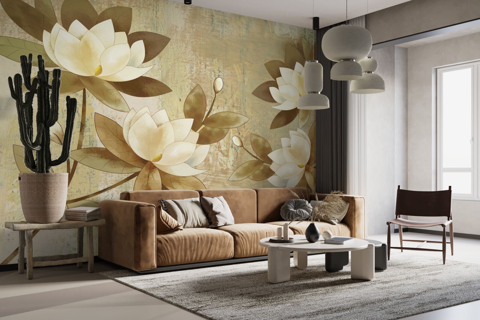 Fotobehang aquarel lotus schilderij