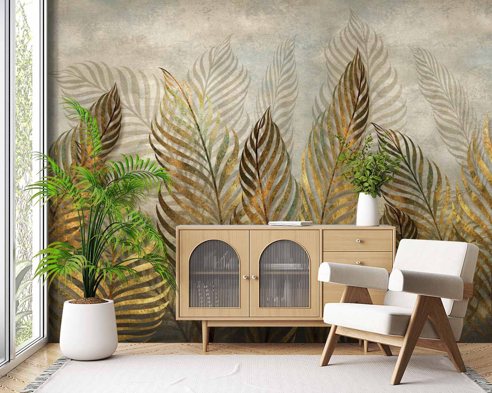 Fotobehang sierlijke varenbladeren