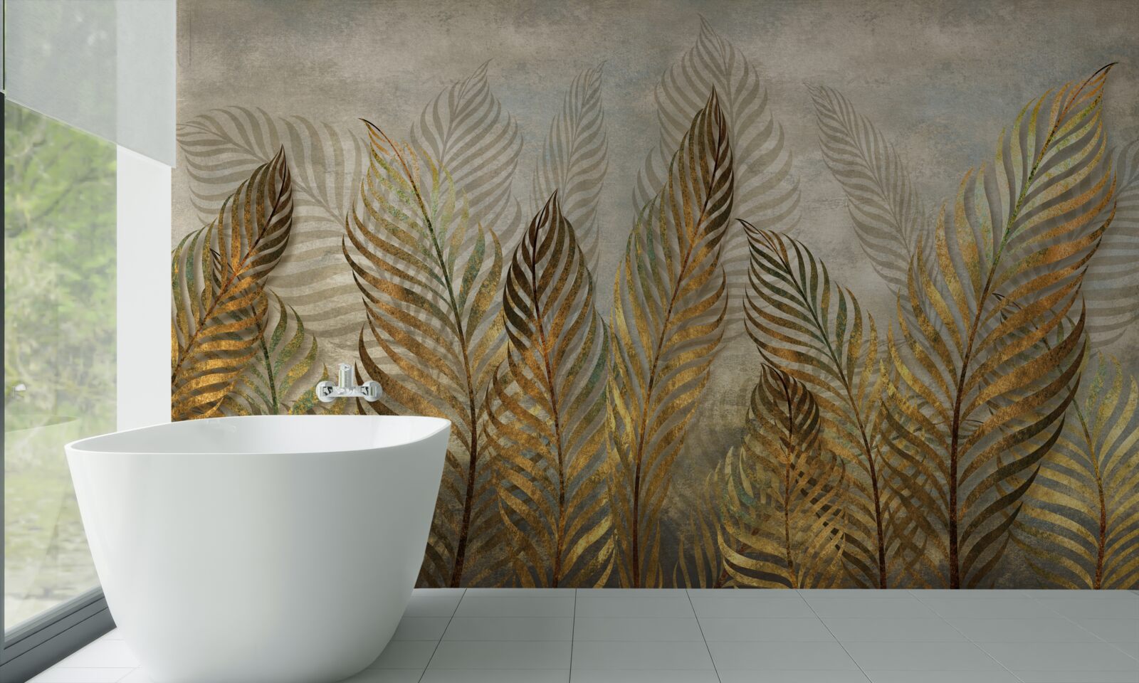 Fotobehang sierlijke varenbladeren