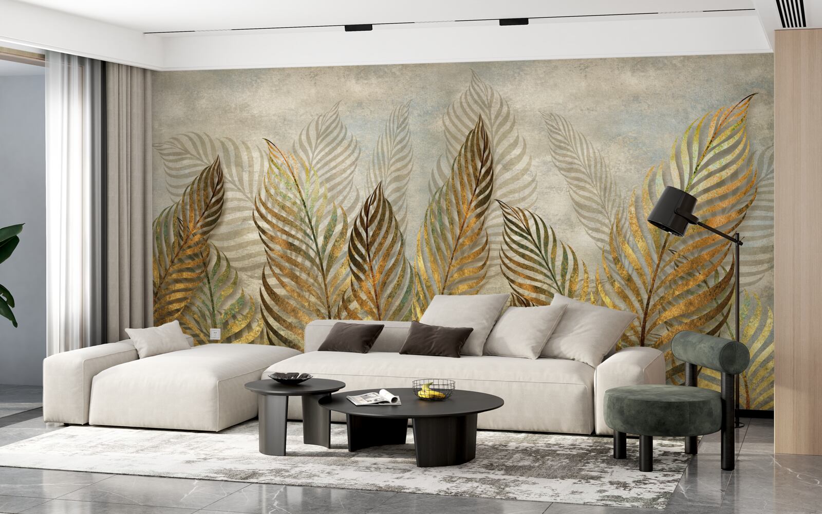 Fotobehang sierlijke varenbladeren