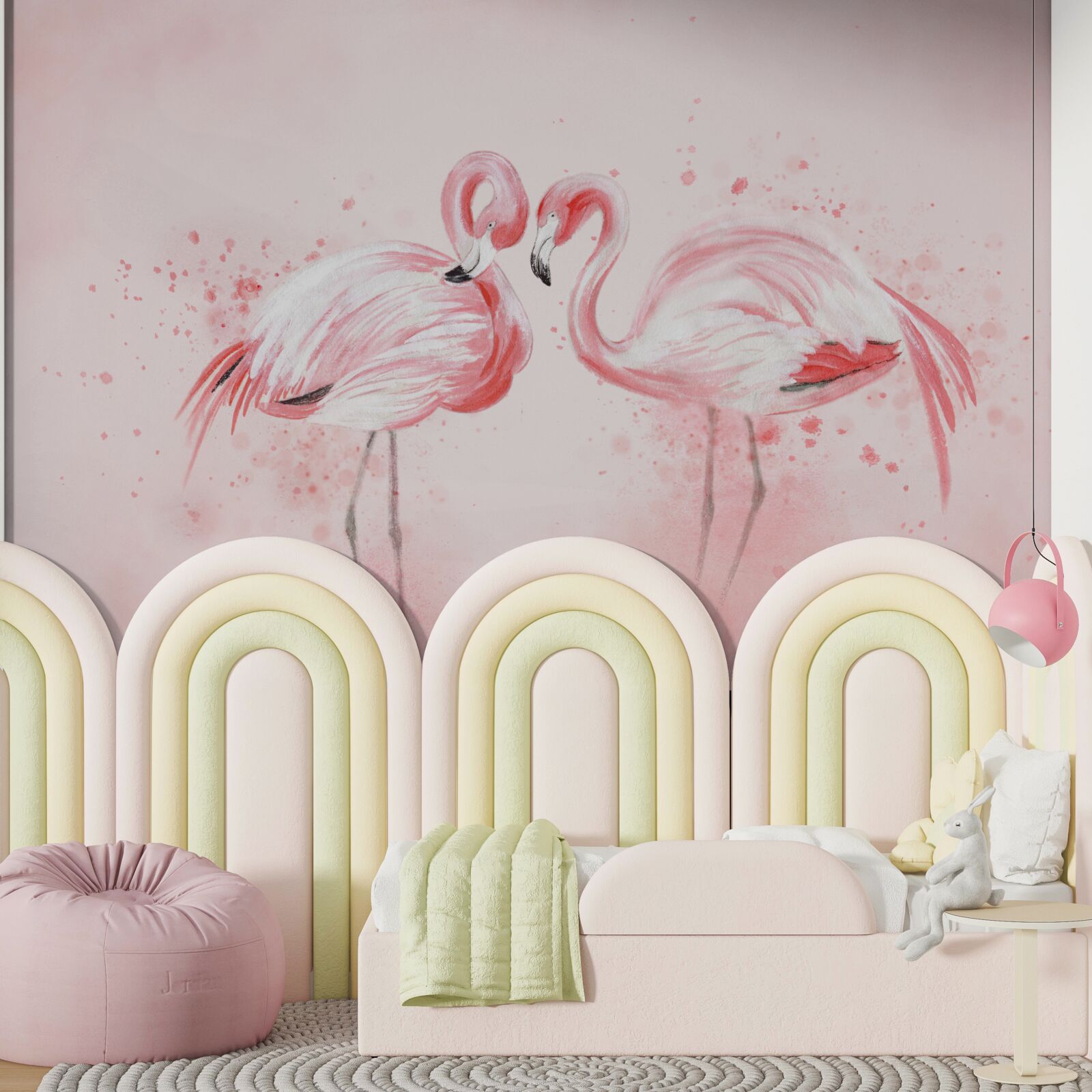 Fotobehang twee flamingo's