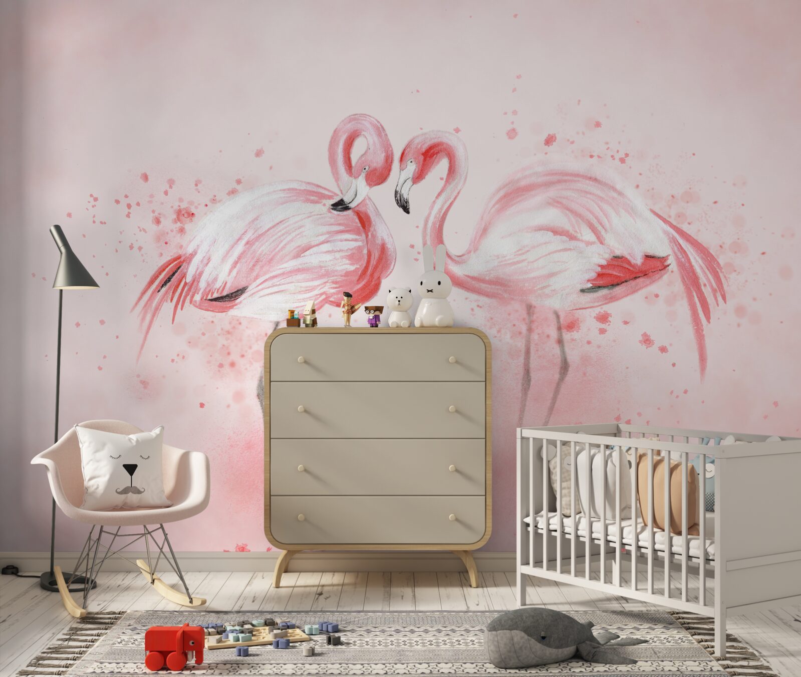 Fotobehang twee flamingo's