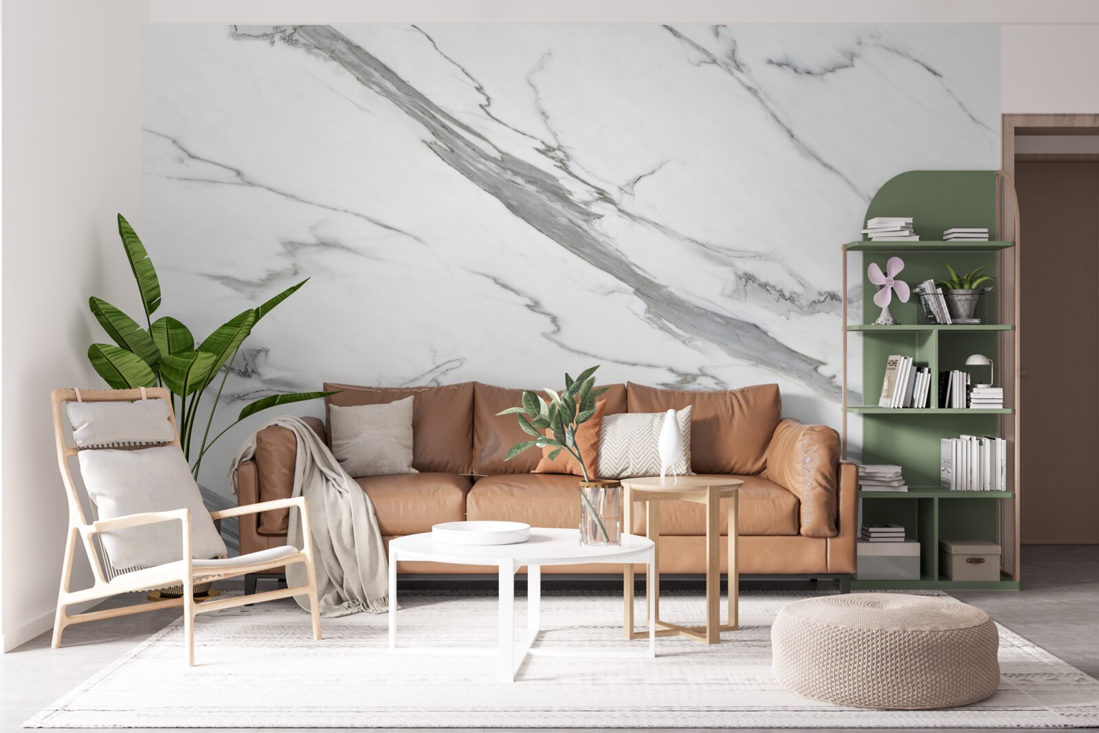 Fotobehang wit marmer met grijze patronen