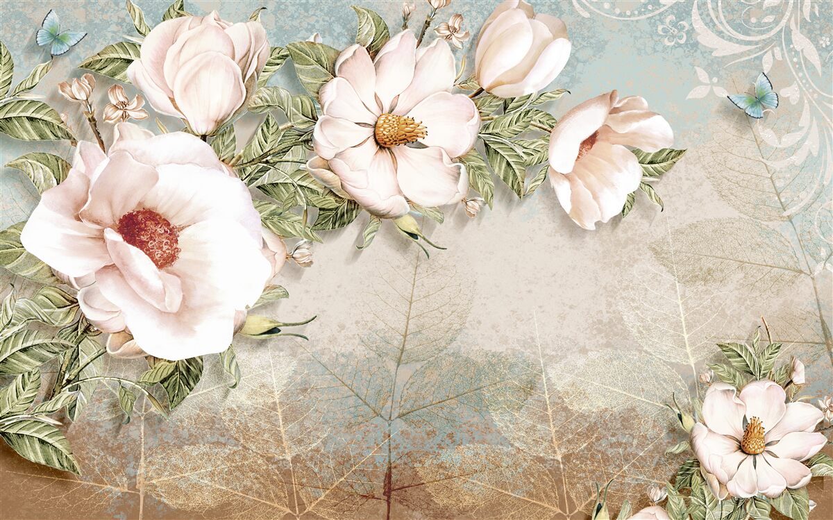 Fotobehang heldere bloemknoppen op een abstracte achtergrond