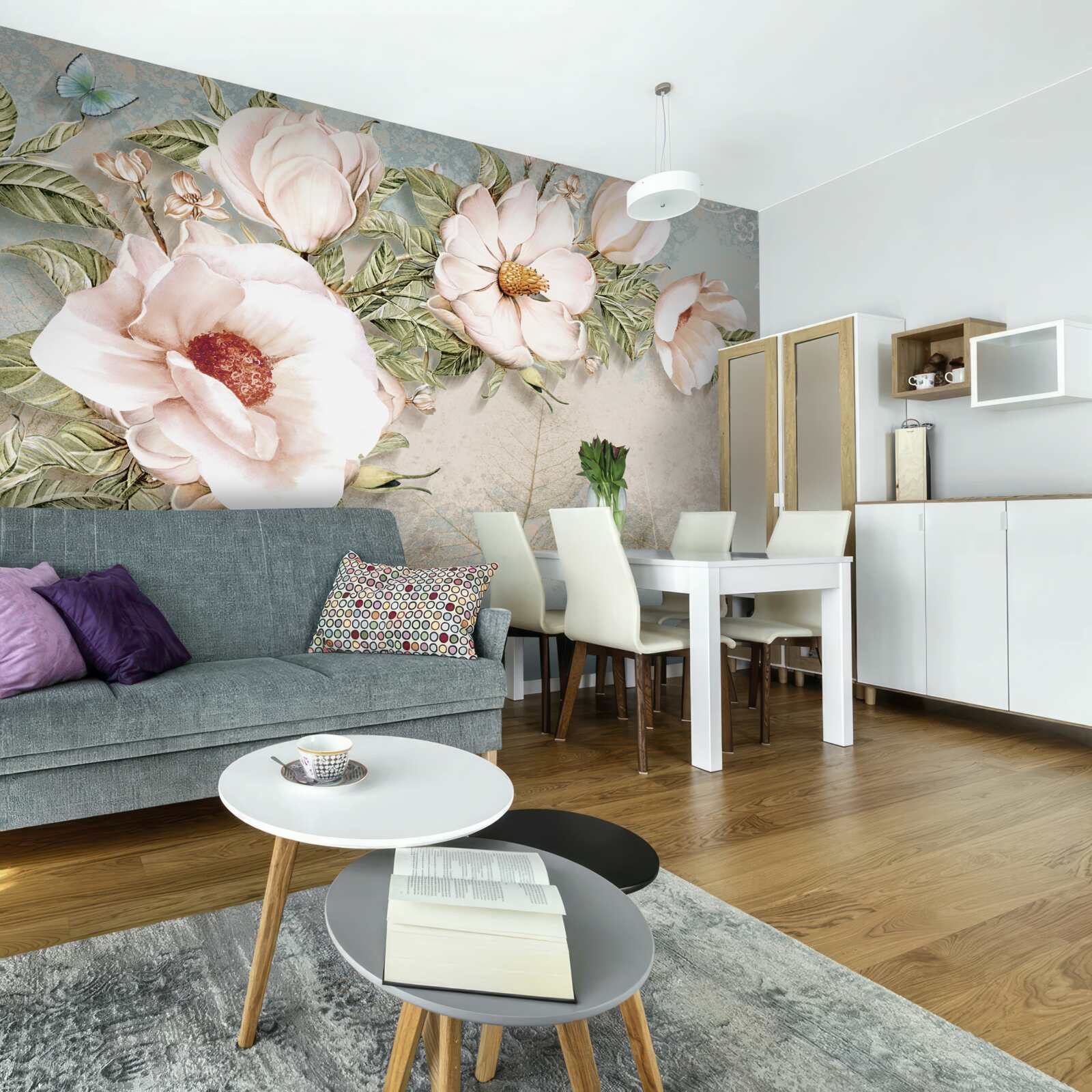 Fotobehang heldere bloemknoppen op een abstracte achtergrond