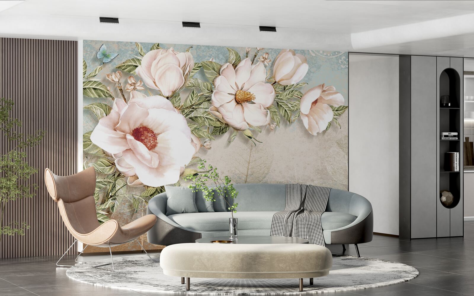 Fotobehang heldere bloemknoppen op een abstracte achtergrond