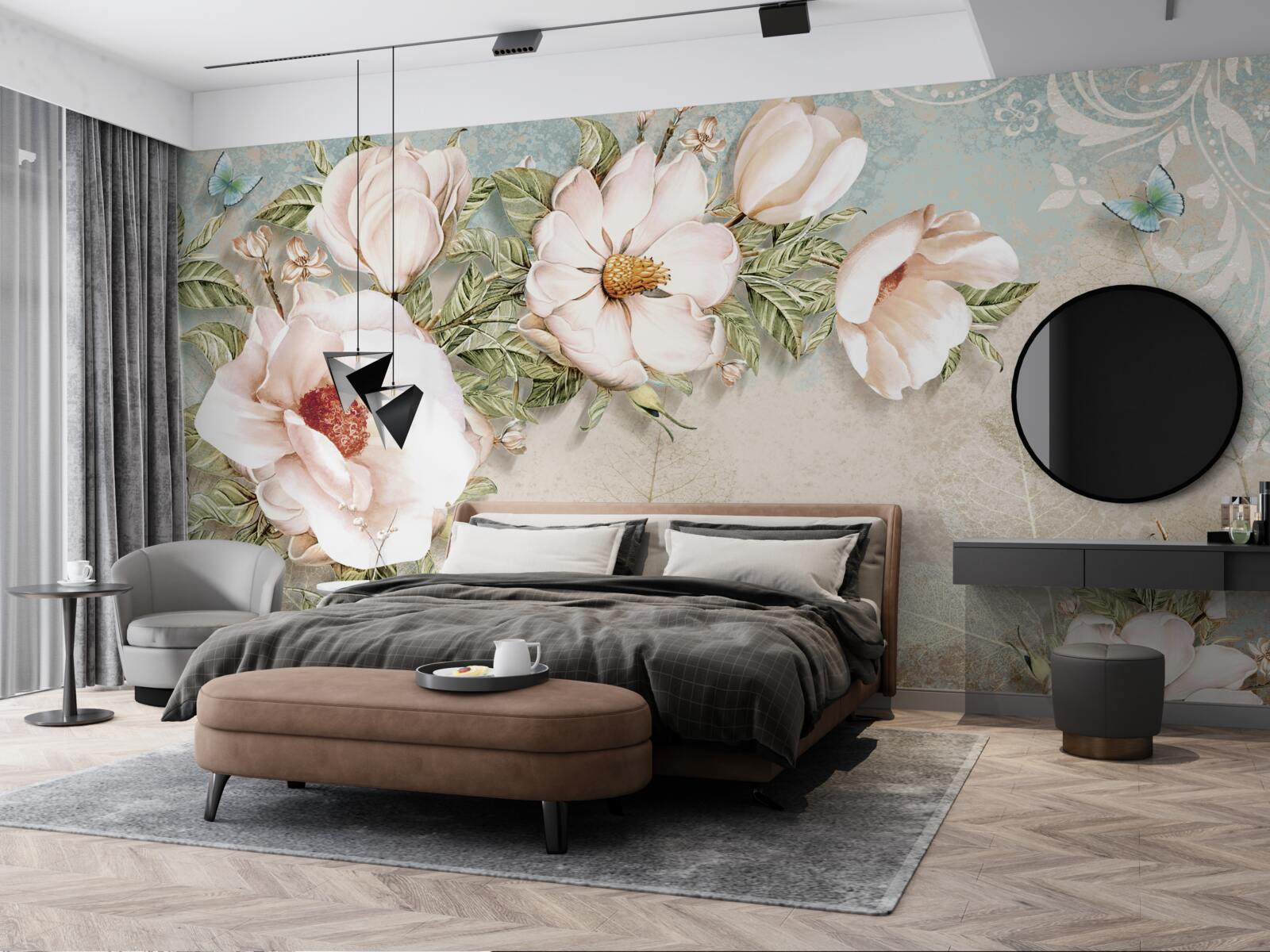 Fotobehang heldere bloemknoppen op een abstracte achtergrond