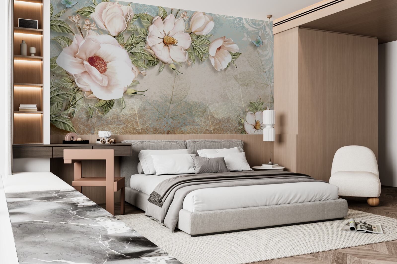 Fotobehang heldere bloemknoppen op een abstracte achtergrond