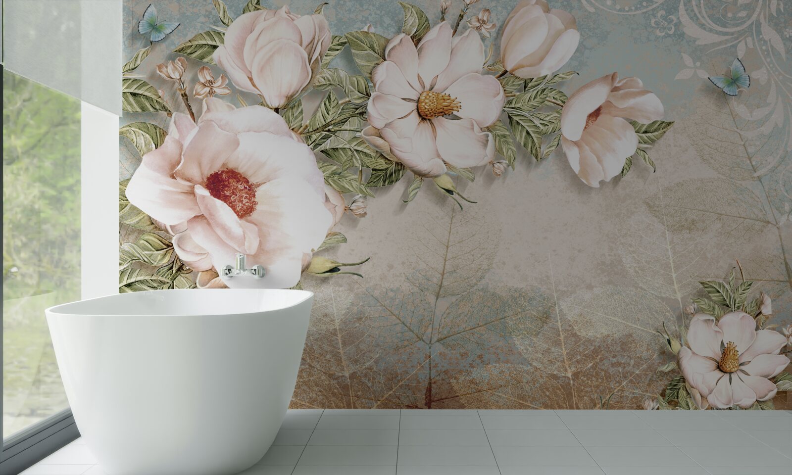 Fotobehang heldere bloemknoppen op een abstracte achtergrond