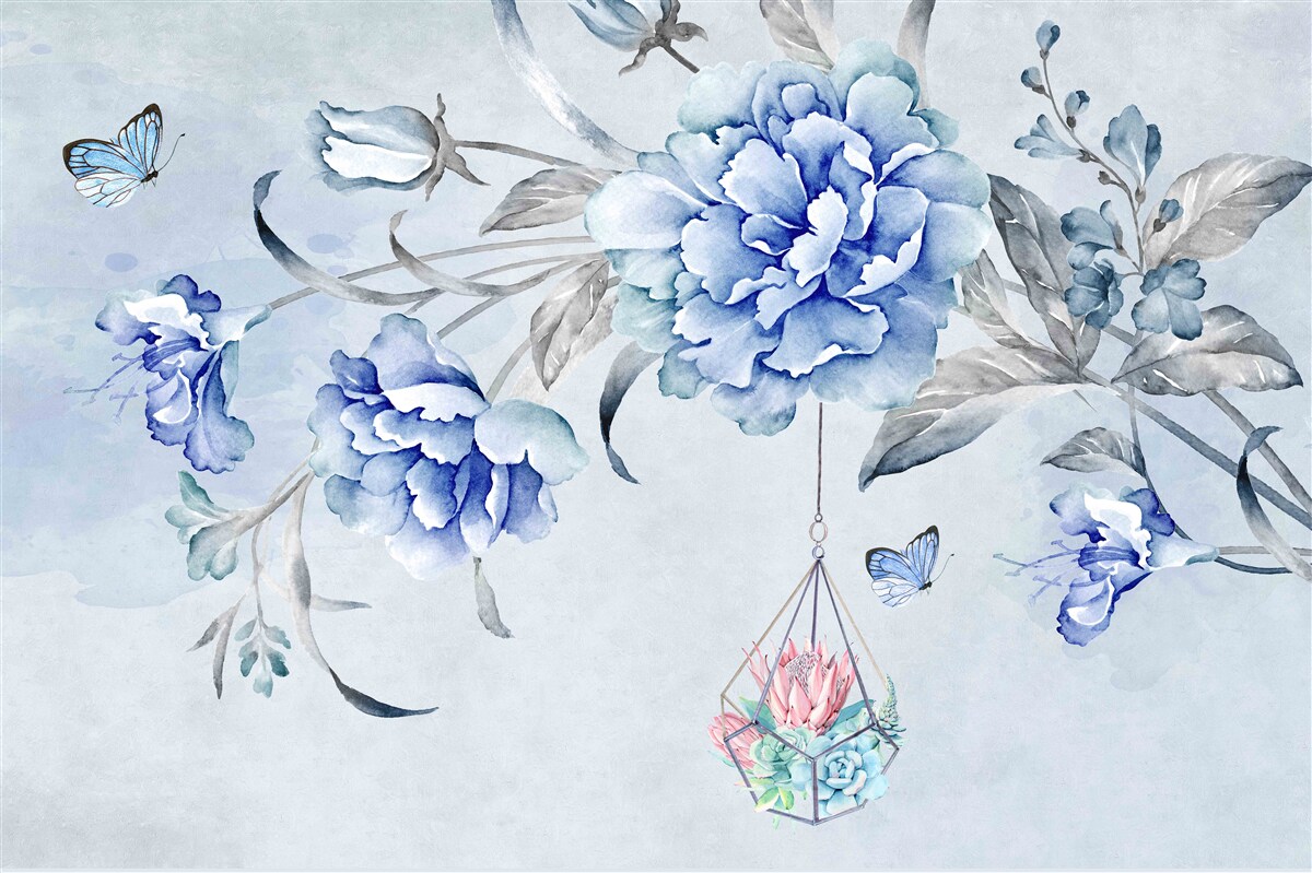 Fotobehang een takje blauwe mimosa