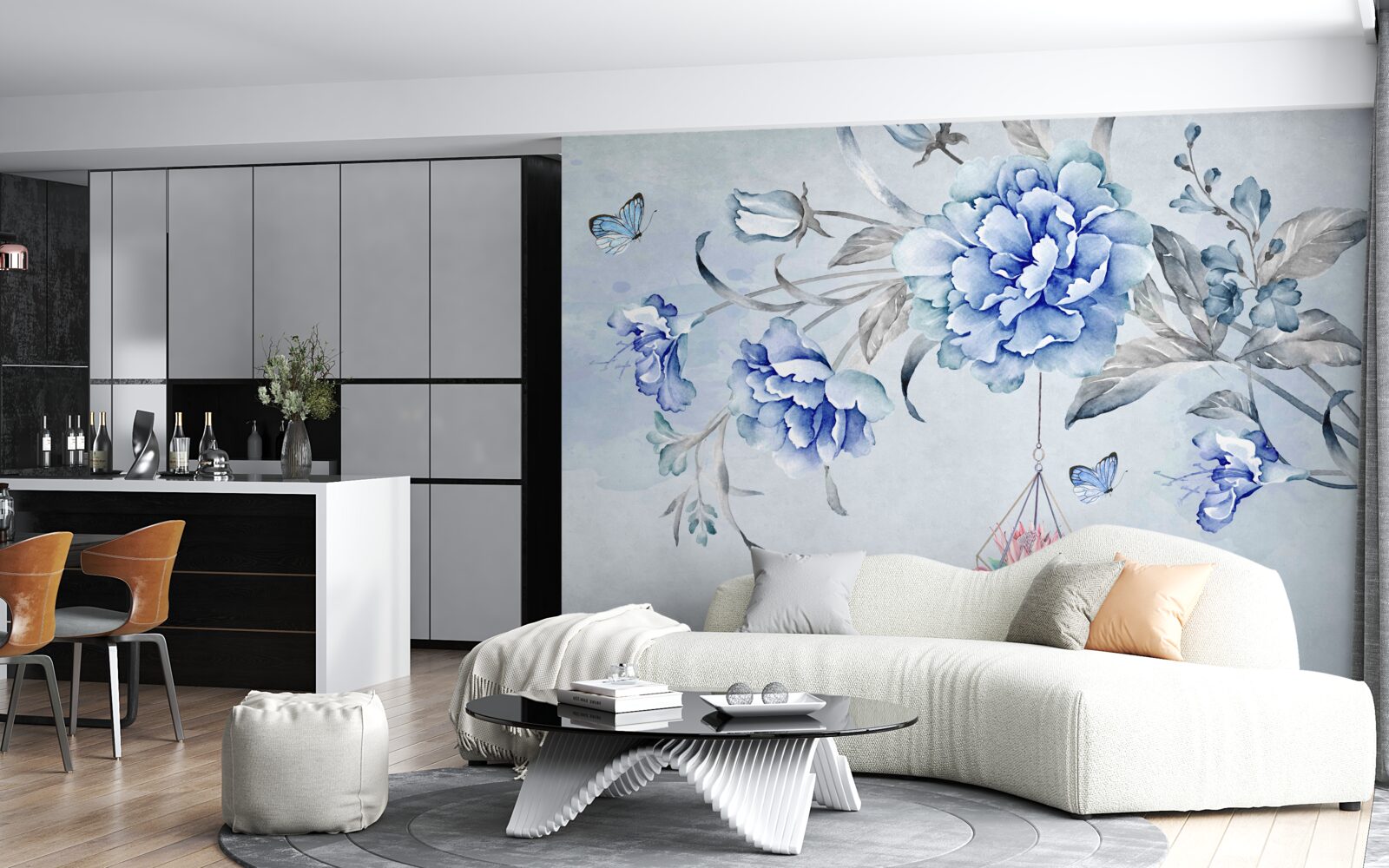 Fotobehang een takje blauwe mimosa