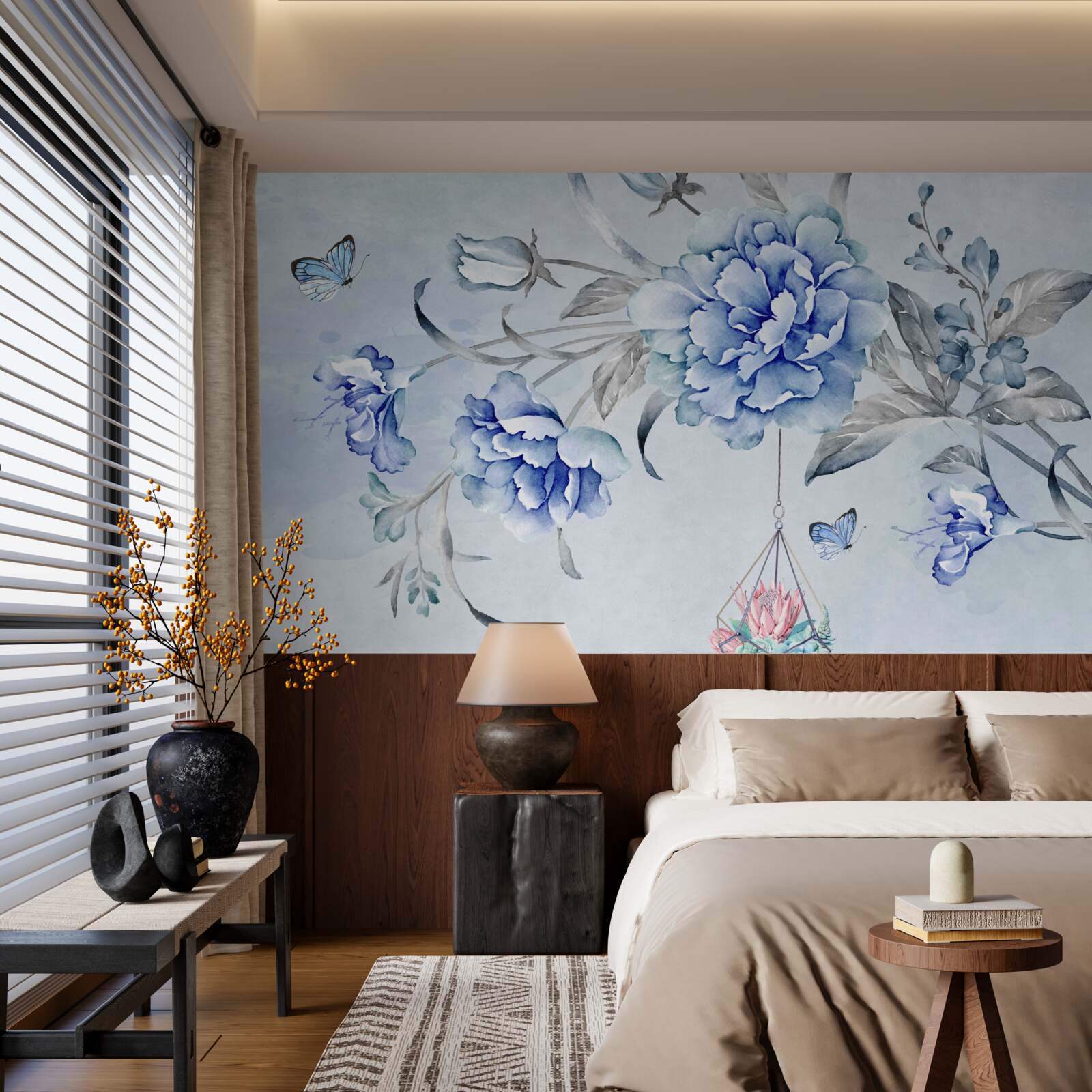 Fotobehang een takje blauwe mimosa