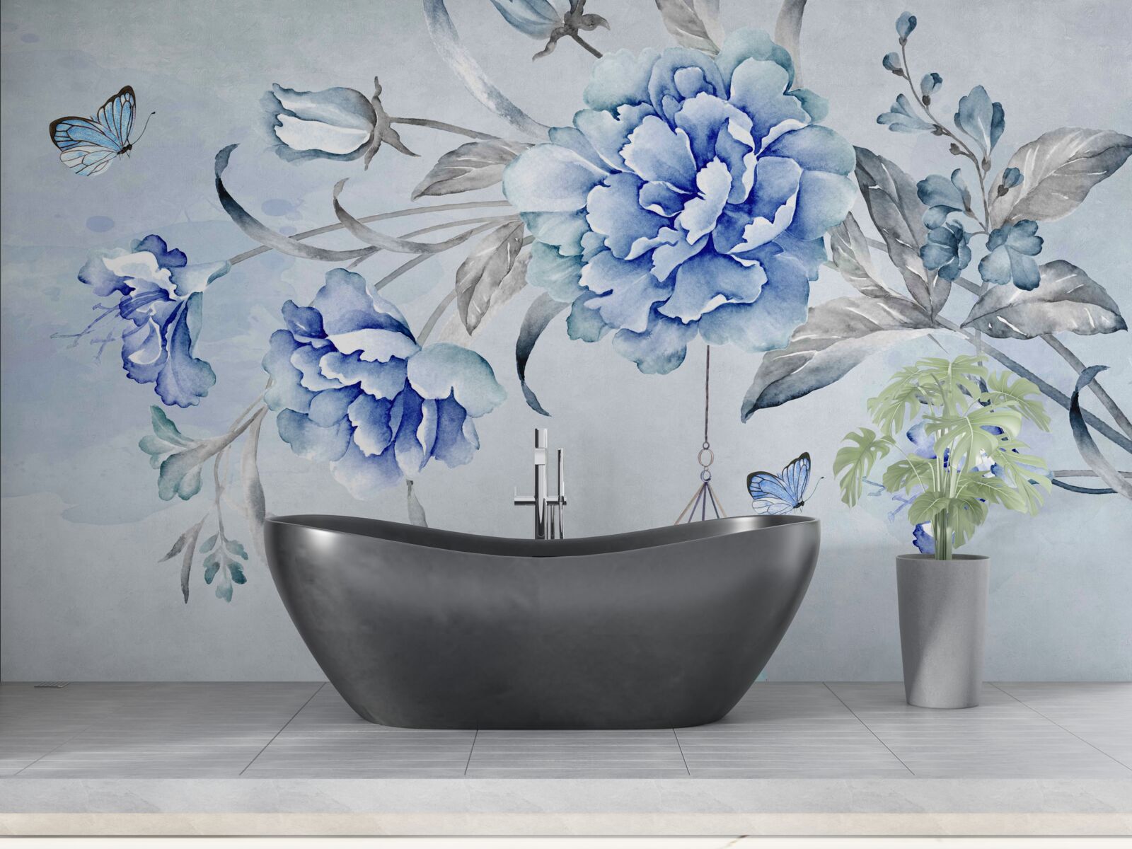 Fotobehang een takje blauwe mimosa