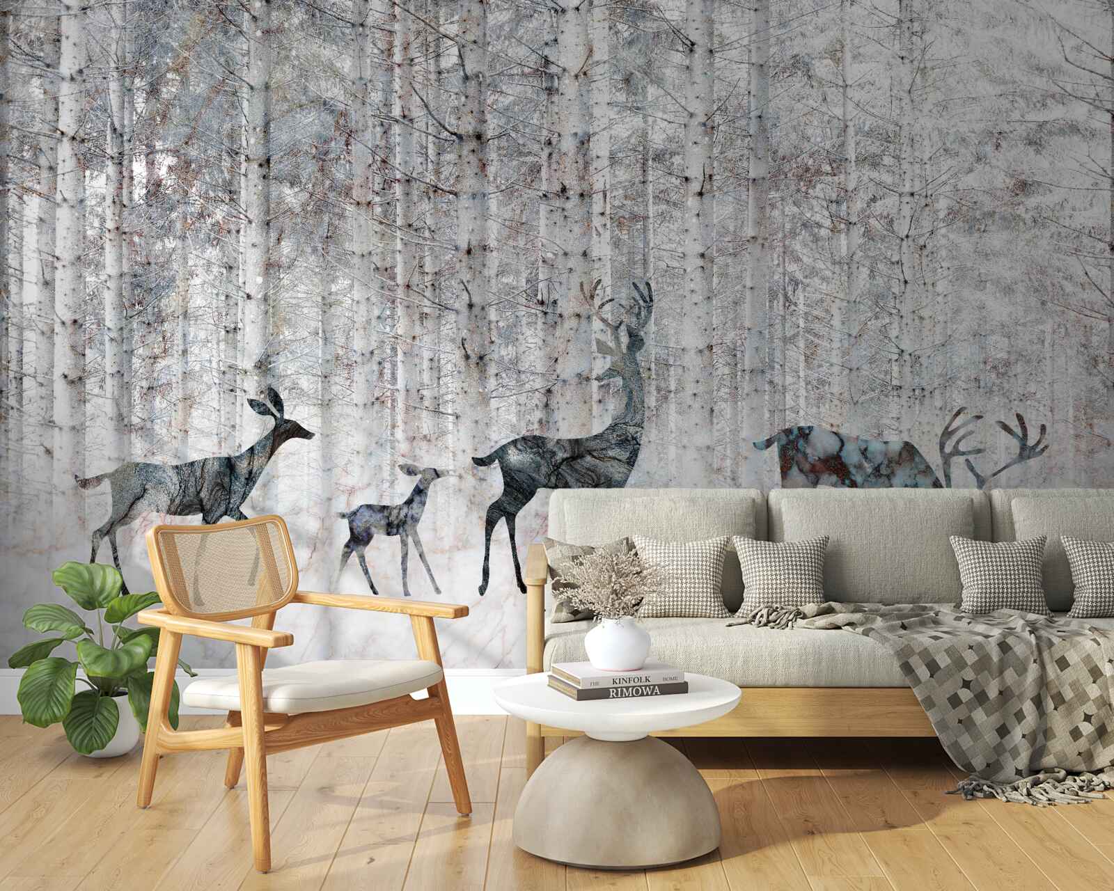 Fotobehang herten in een winters bos