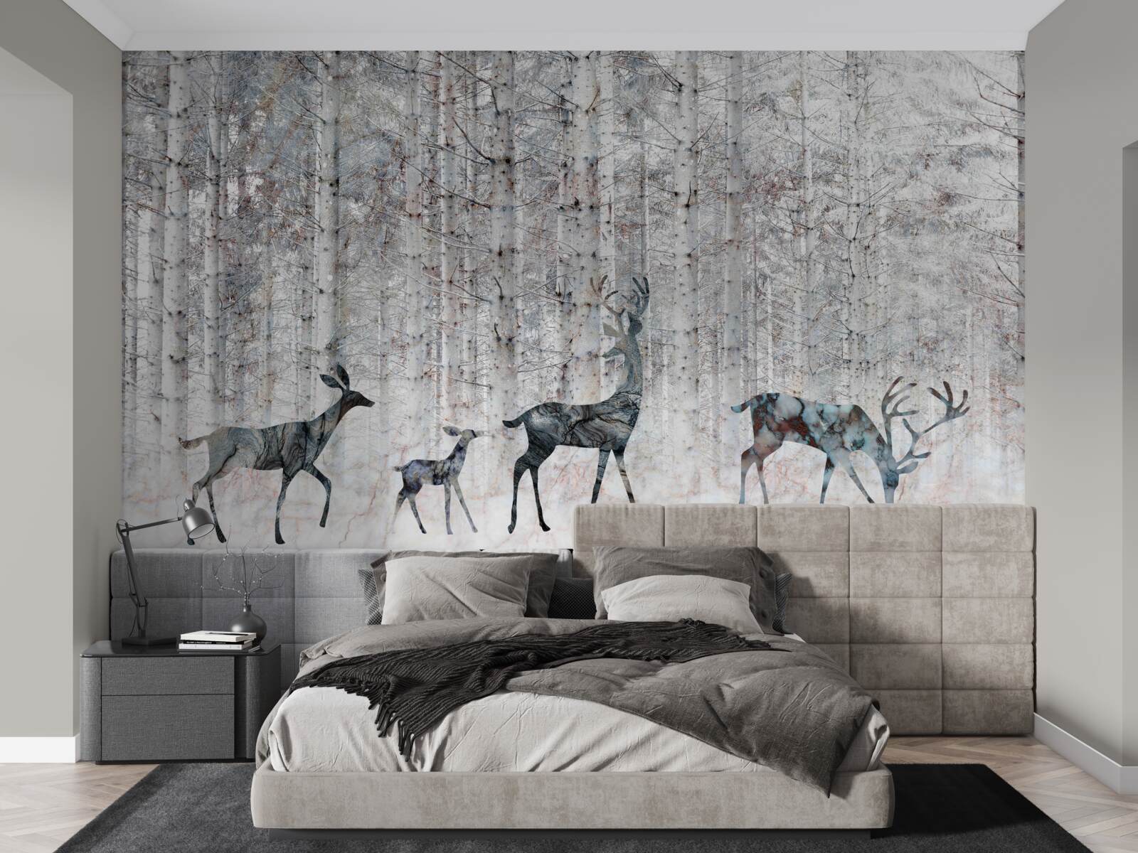 Fotobehang herten in een winters bos