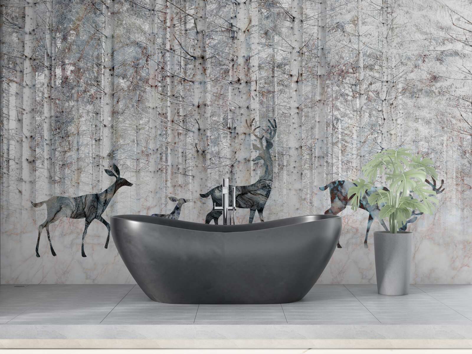 Fotobehang herten in een winters bos