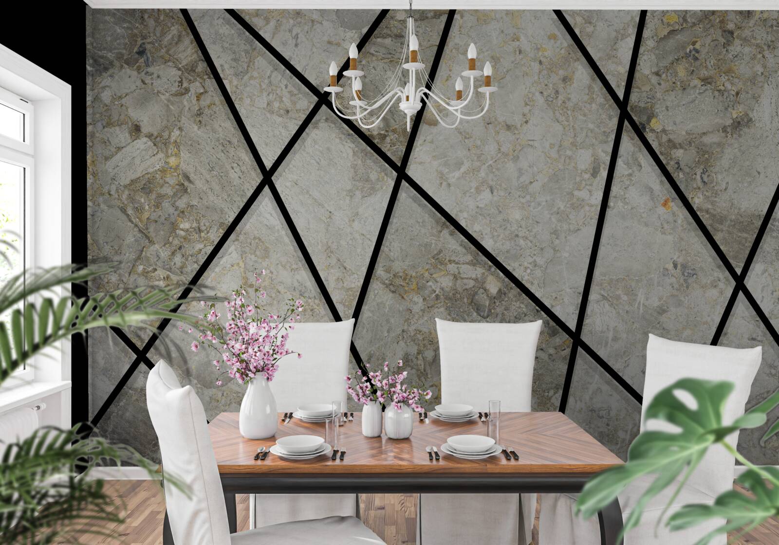 Fotobehang marmer met zwarte aderen