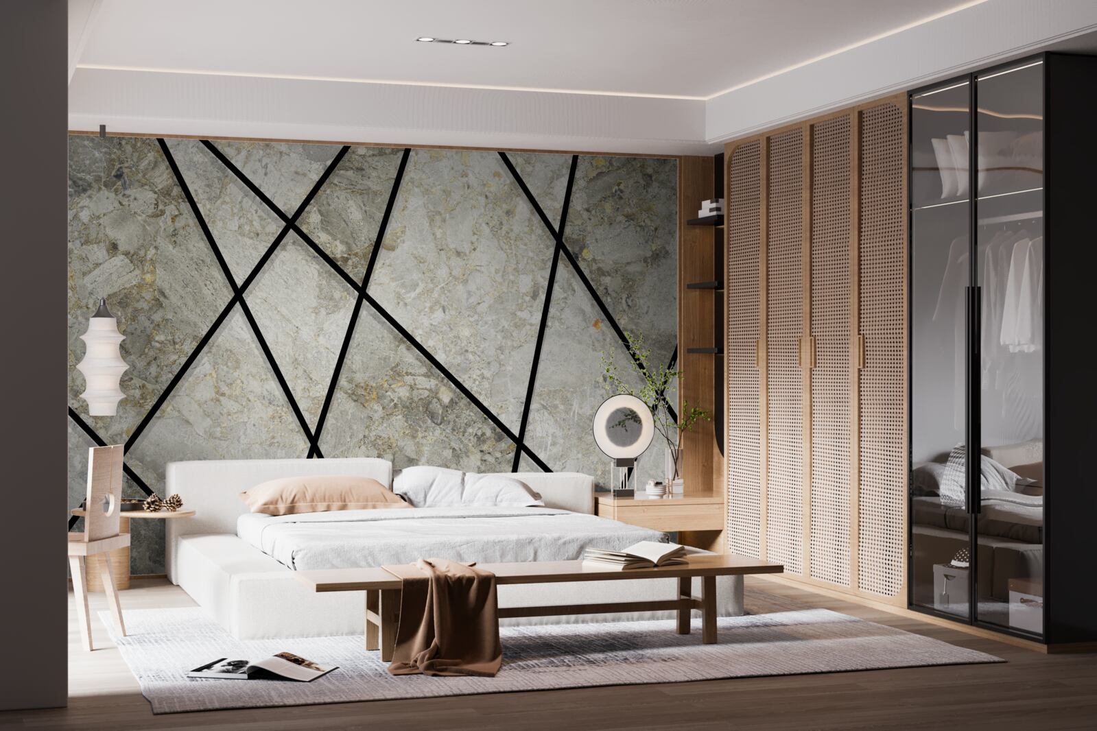 Fotobehang marmer met zwarte aderen