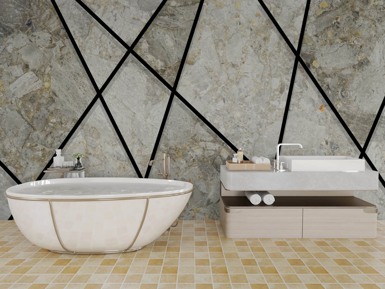 Fotobehang marmer met zwarte aderen