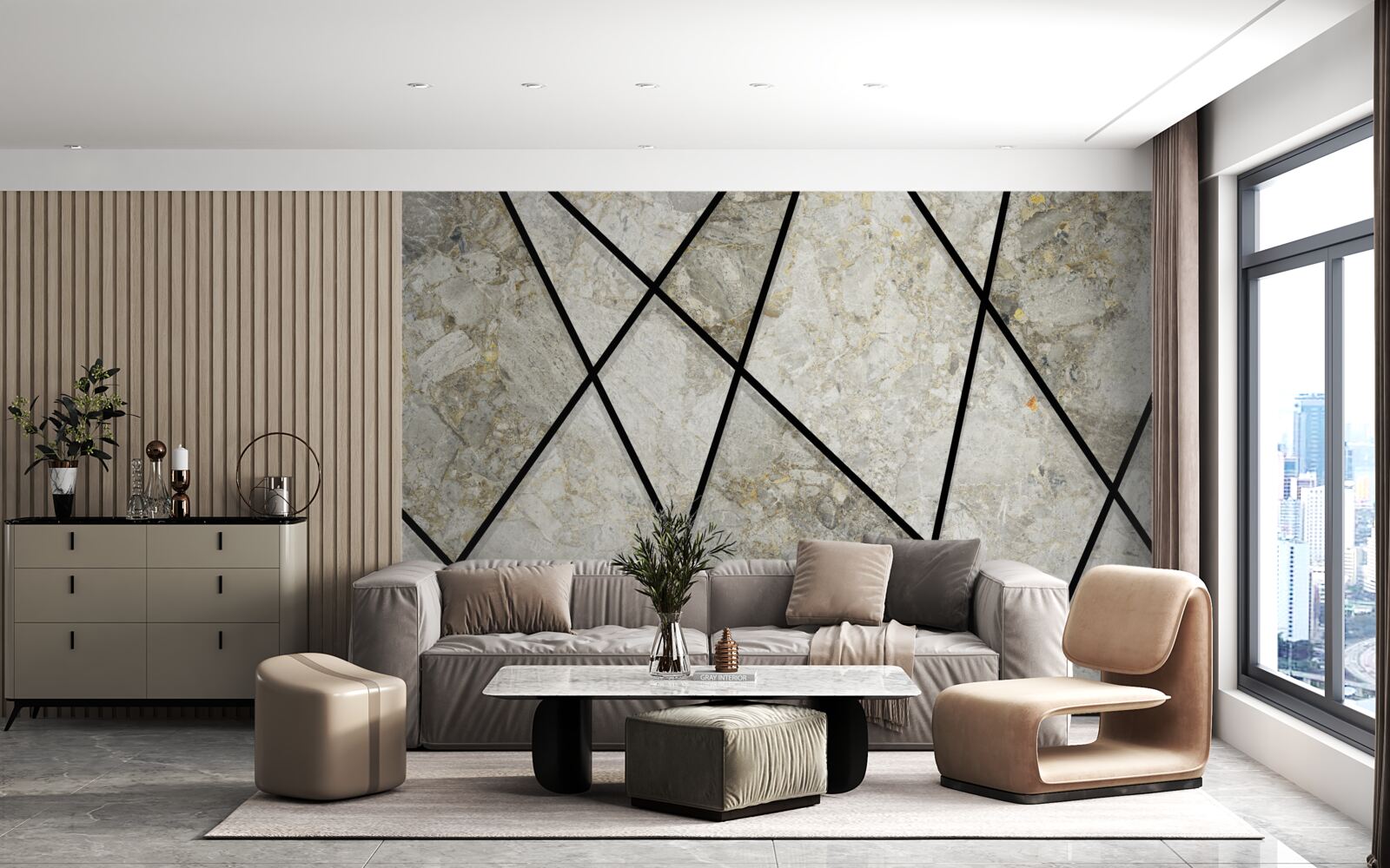 Fotobehang marmer met zwarte aderen