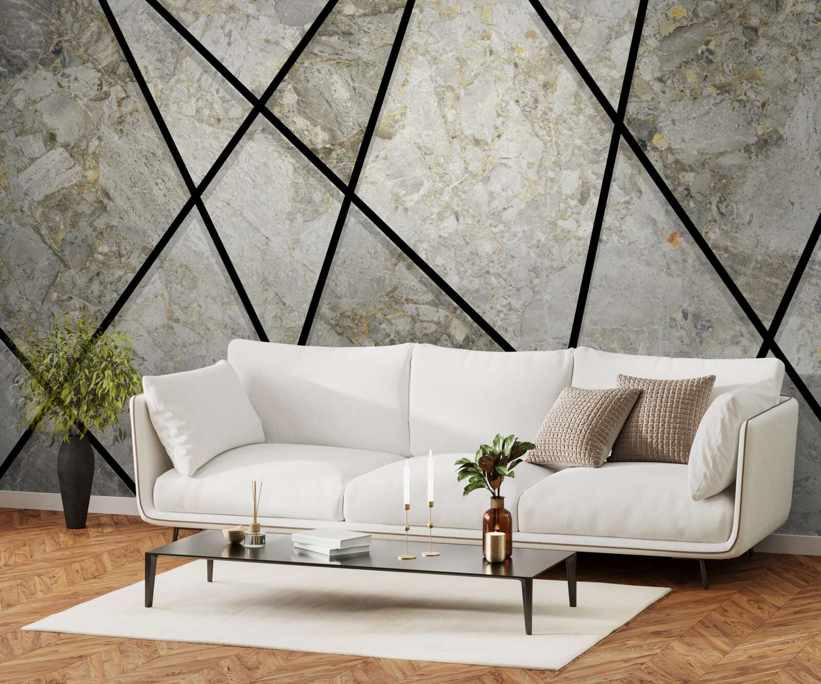 Fotobehang marmer met zwarte aderen