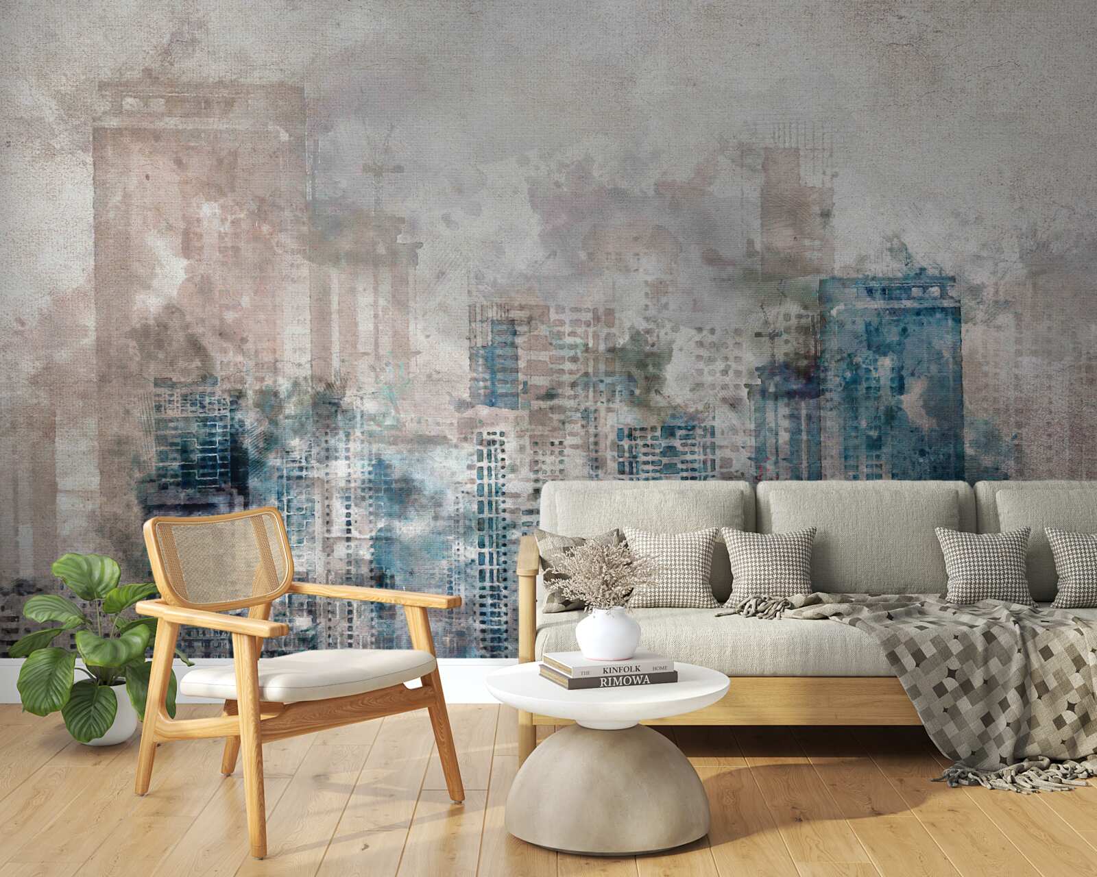 Fotobehang mistige straten van een moderne grote stad