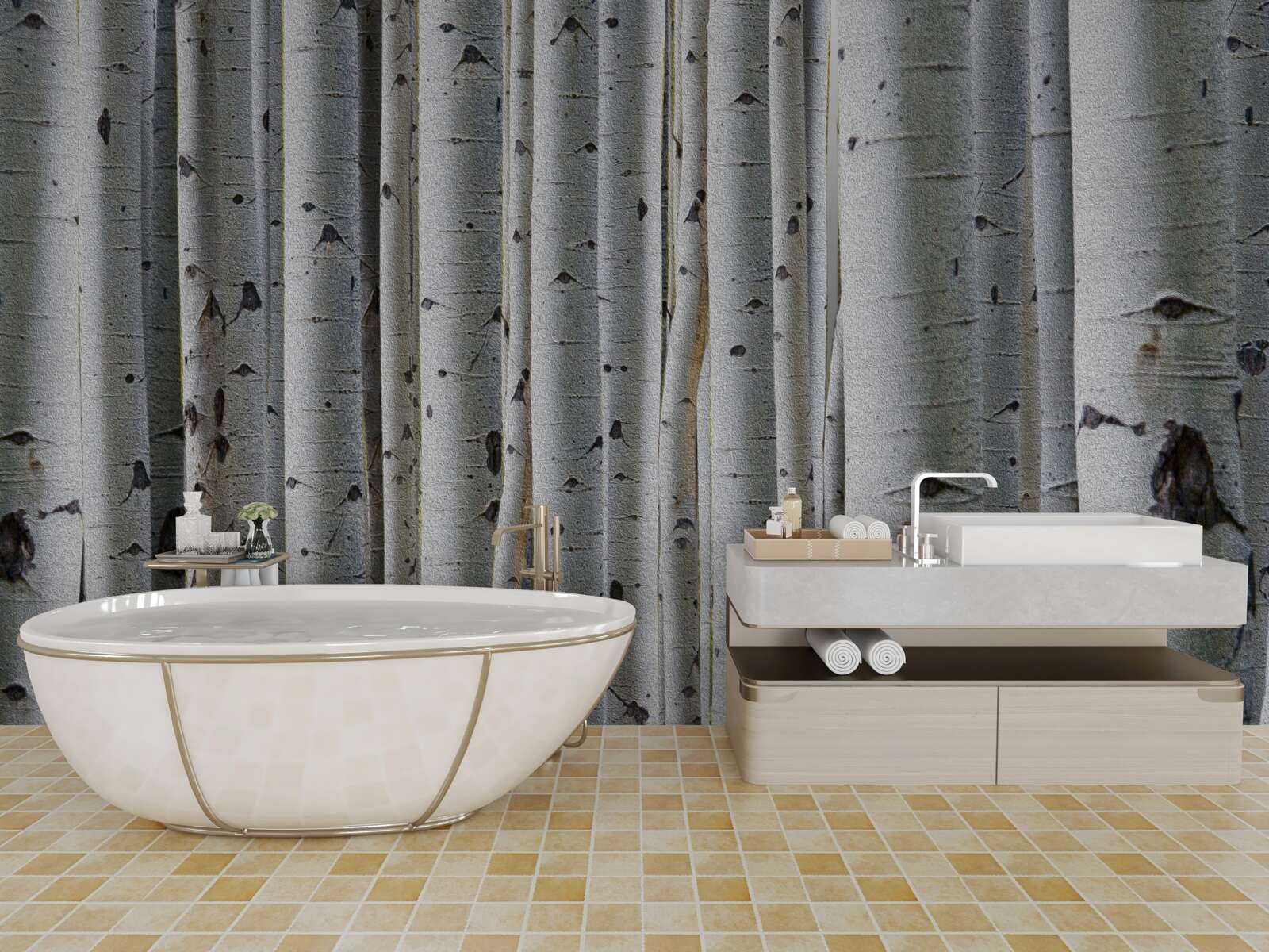 Fotobehang berkenbos