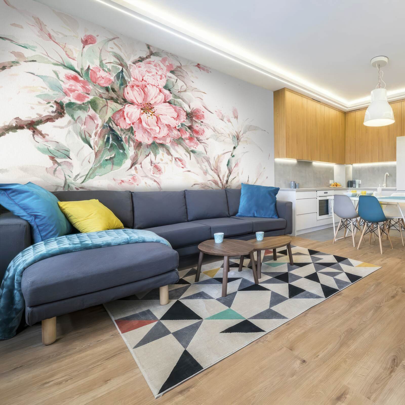 Fotobehang lichte tak van de luxueuze sakura