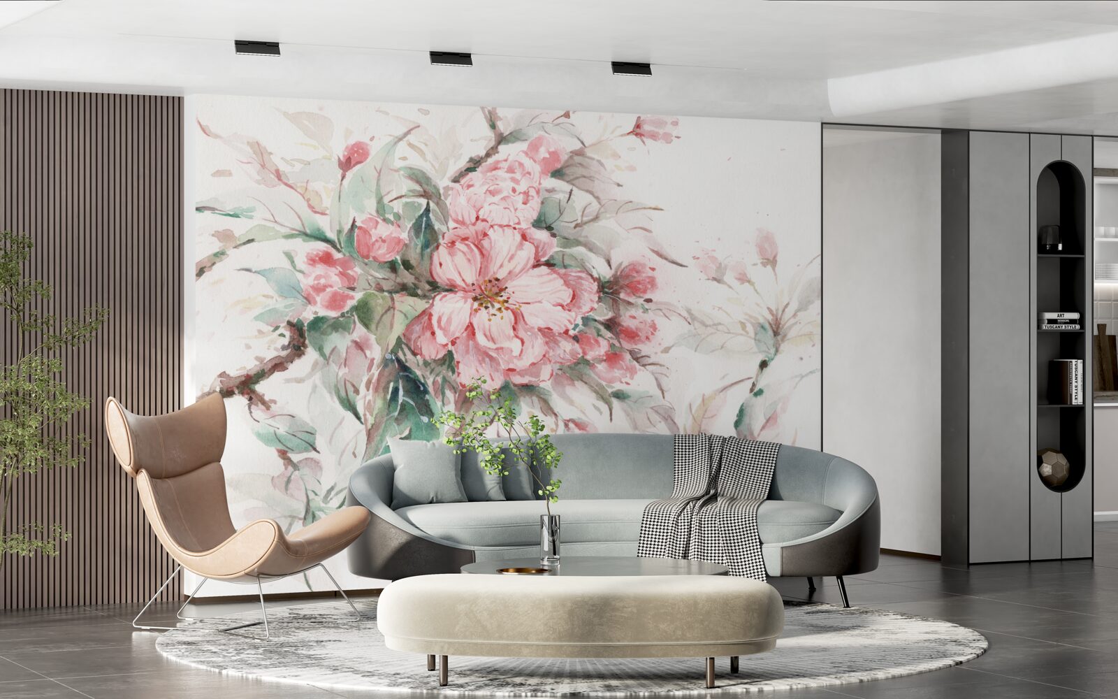 Fotobehang lichte tak van de luxueuze sakura