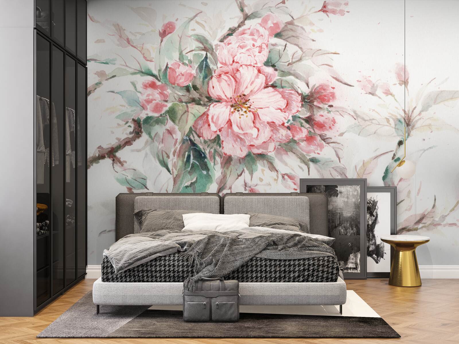 Fotobehang lichte tak van de luxueuze sakura